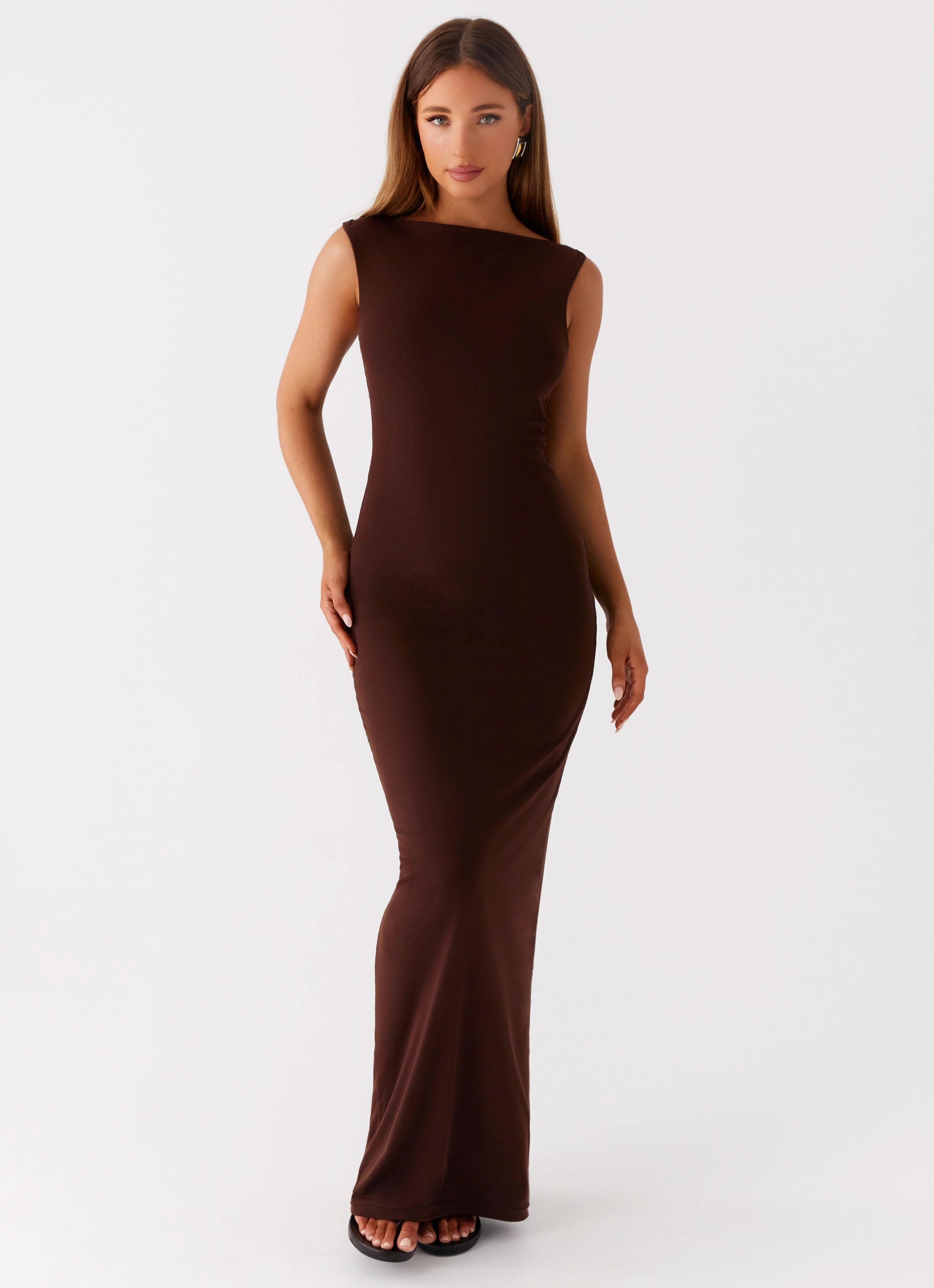 Earthbound Muse Maxi Dress - Chocolate Beaded-Edge