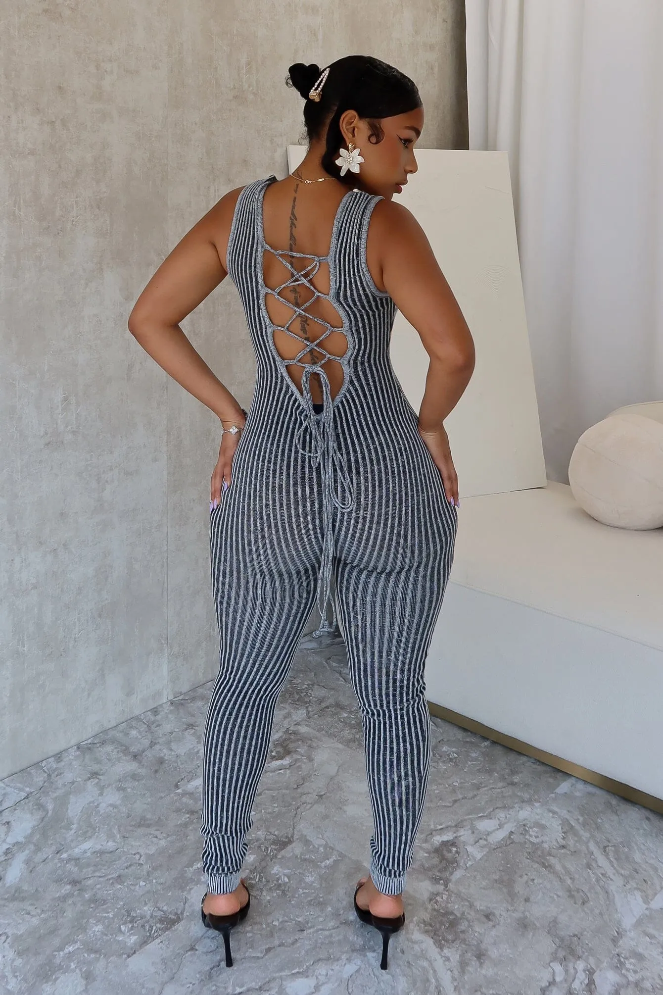 Eastside Two Tone Back Lace Up Jumpsuit Static free