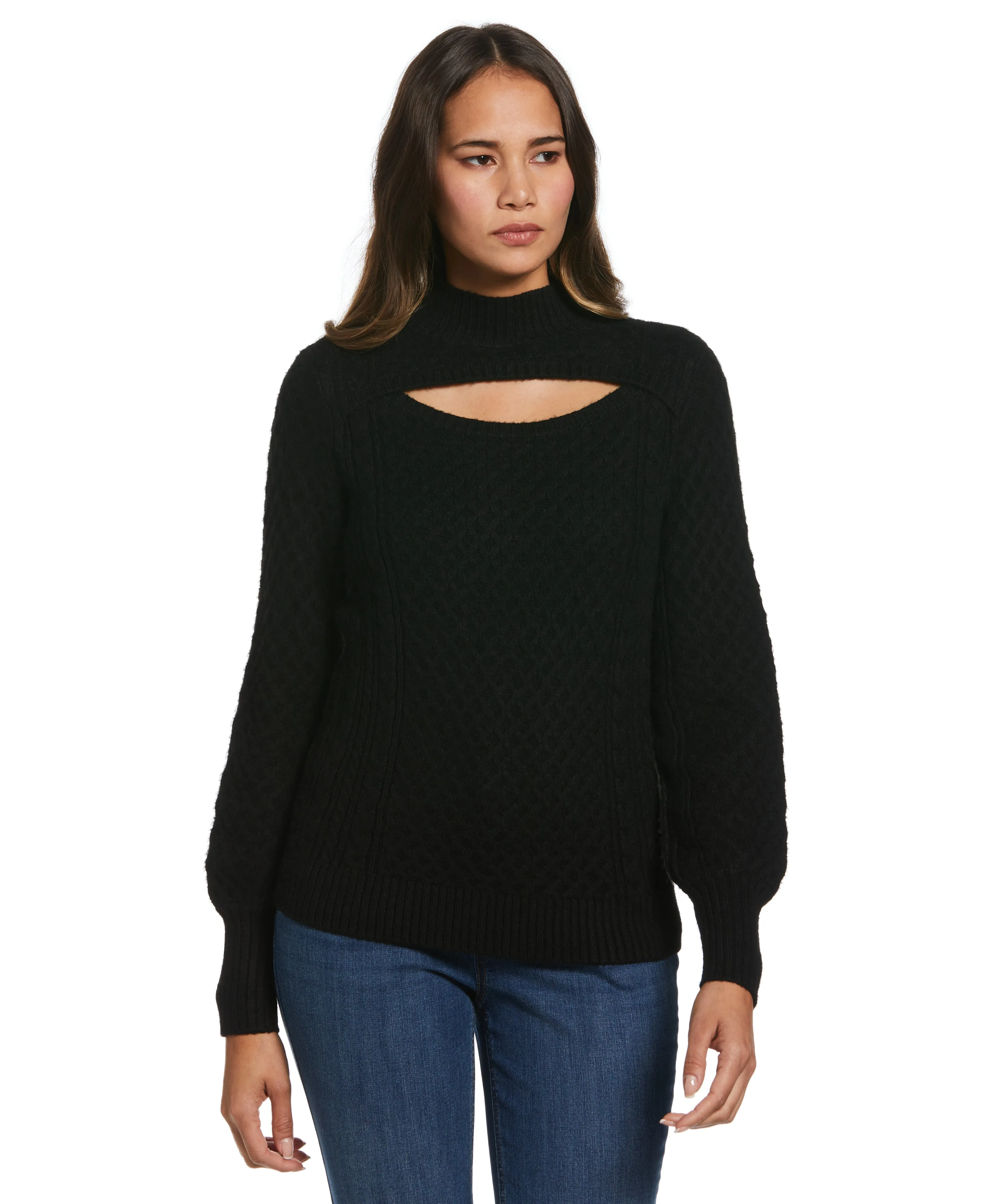 Cut-Out Cable Knit Sweater Warm and Snuggly