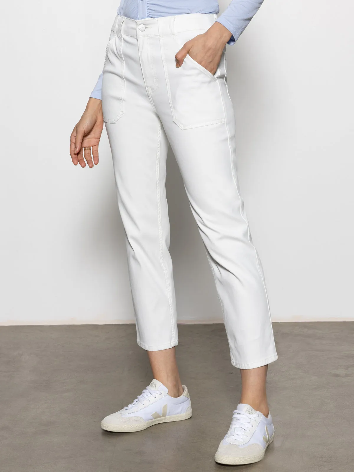 QuickReleaseBuckle Basic Utility Sculpted Hayden Straight Crop Standard Rise Pant Brilliant White