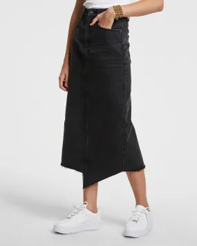 JAGGED SKIRT DOWNTOWN BLACK Linen Cotton Mix