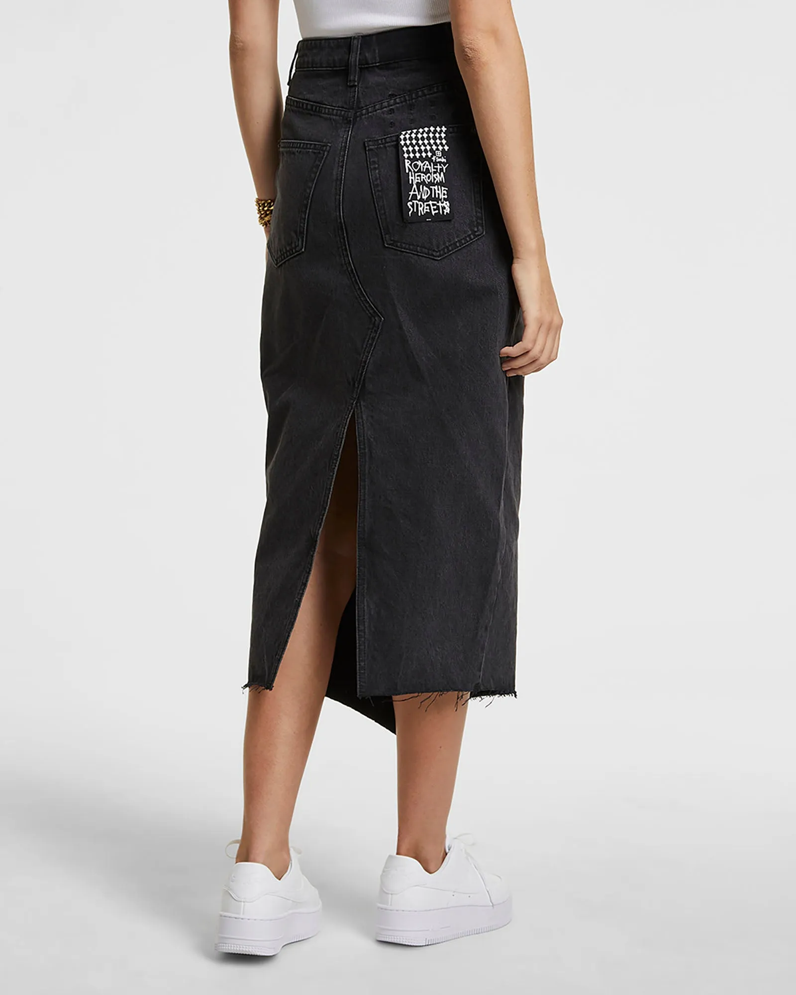 Statement Fashion Flowy Drape JAGGED SKIRT DOWNTOWN BLACK