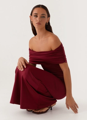 Maude Maxi Dress - Maroon Luxe Look Tulle Flow