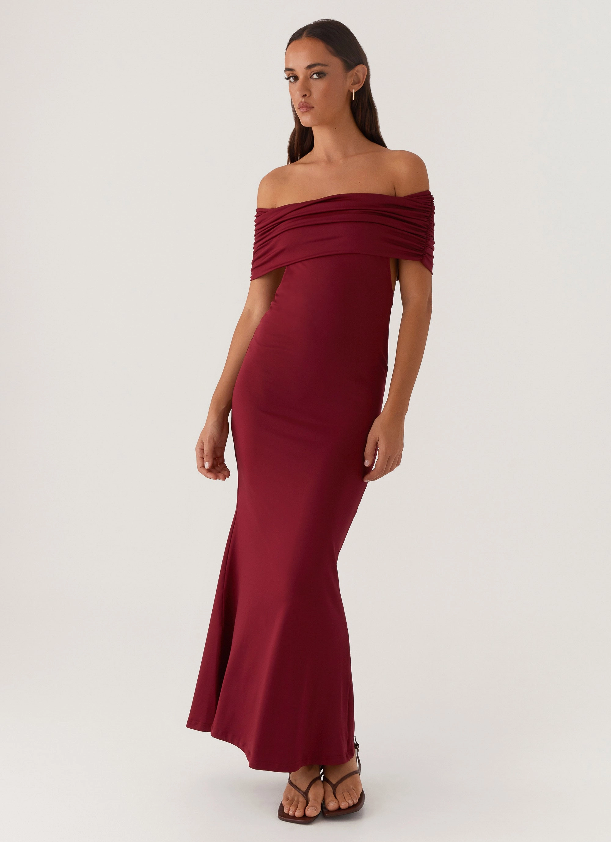 Color-Blocked Casual-Look Maude Maxi Dress - Maroon