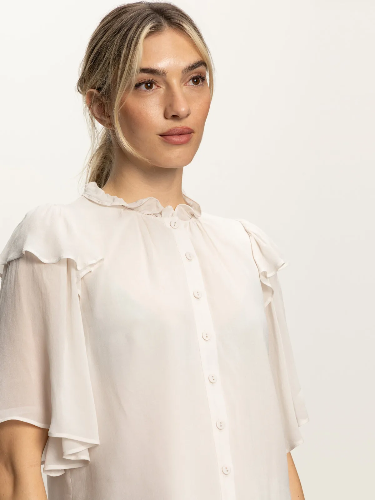 Anti Static Fabric Deja Vu Blouse Light Oat