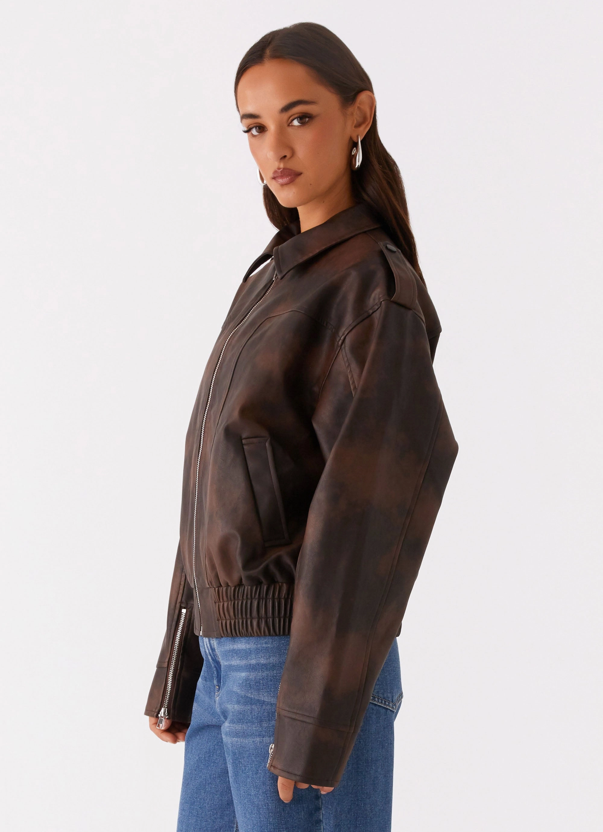 Involve Chicago Bomber Jacket - Chocolate