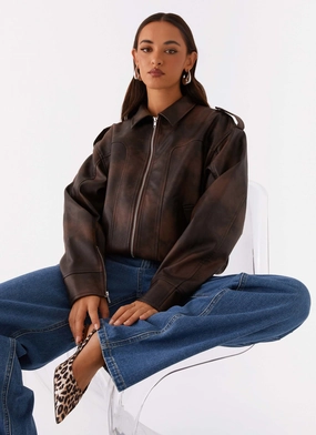Modern Fit Chicago Bomber Jacket - Chocolate