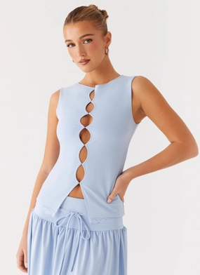 Lightweight Material Light Reflective Printing Dawn Drift Top - Blue