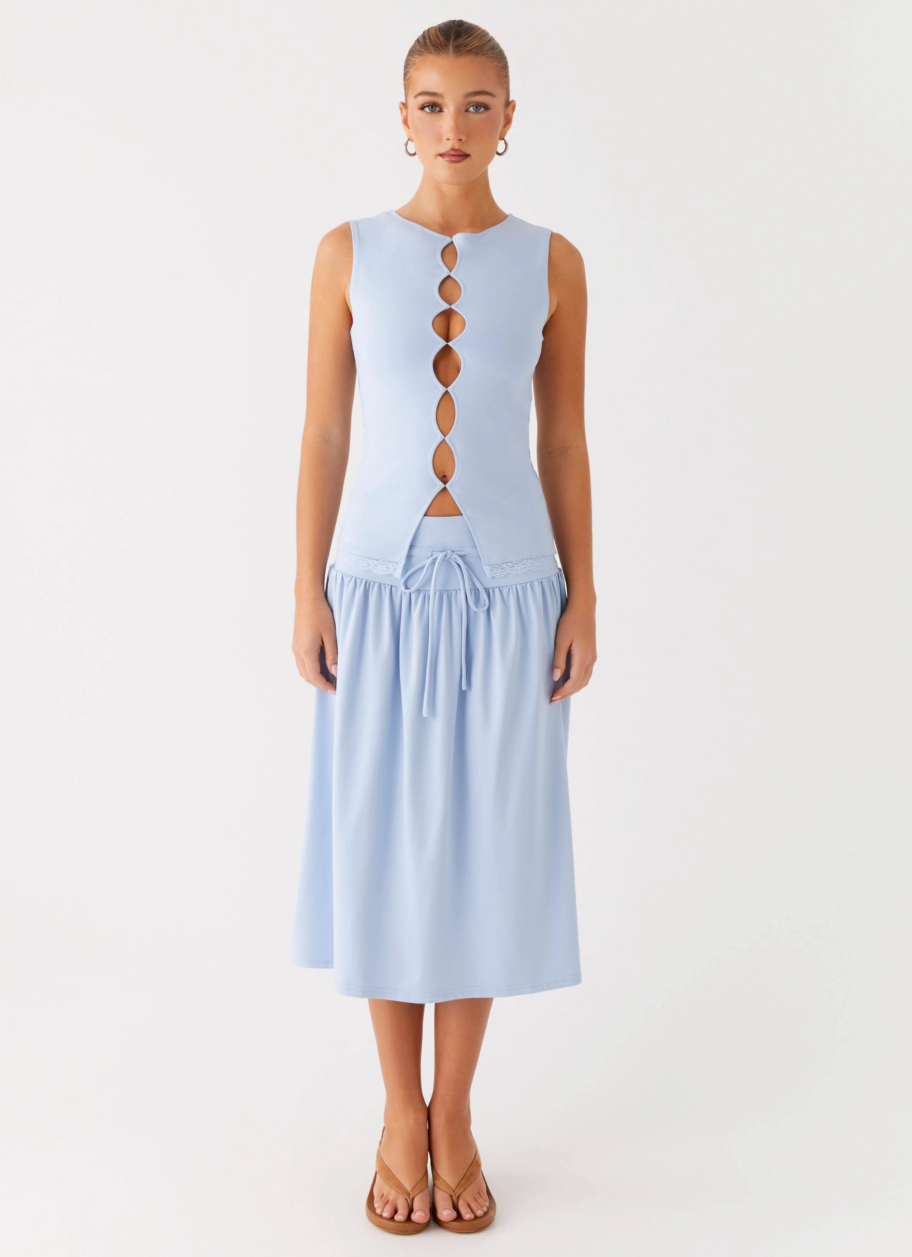Dawn Drift Top - Blue Layered Hemline