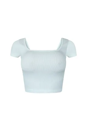 Camille Ribbed Short Sleeve Crop Top MultiPanel Design