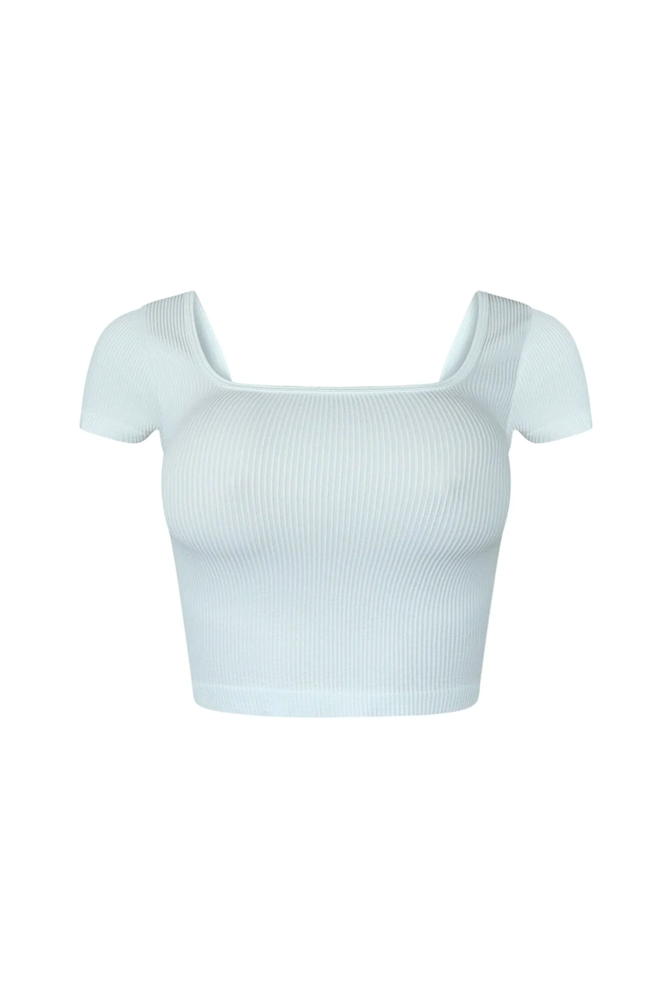 Camille Ribbed Short Sleeve Crop Top Moisture Control Technology