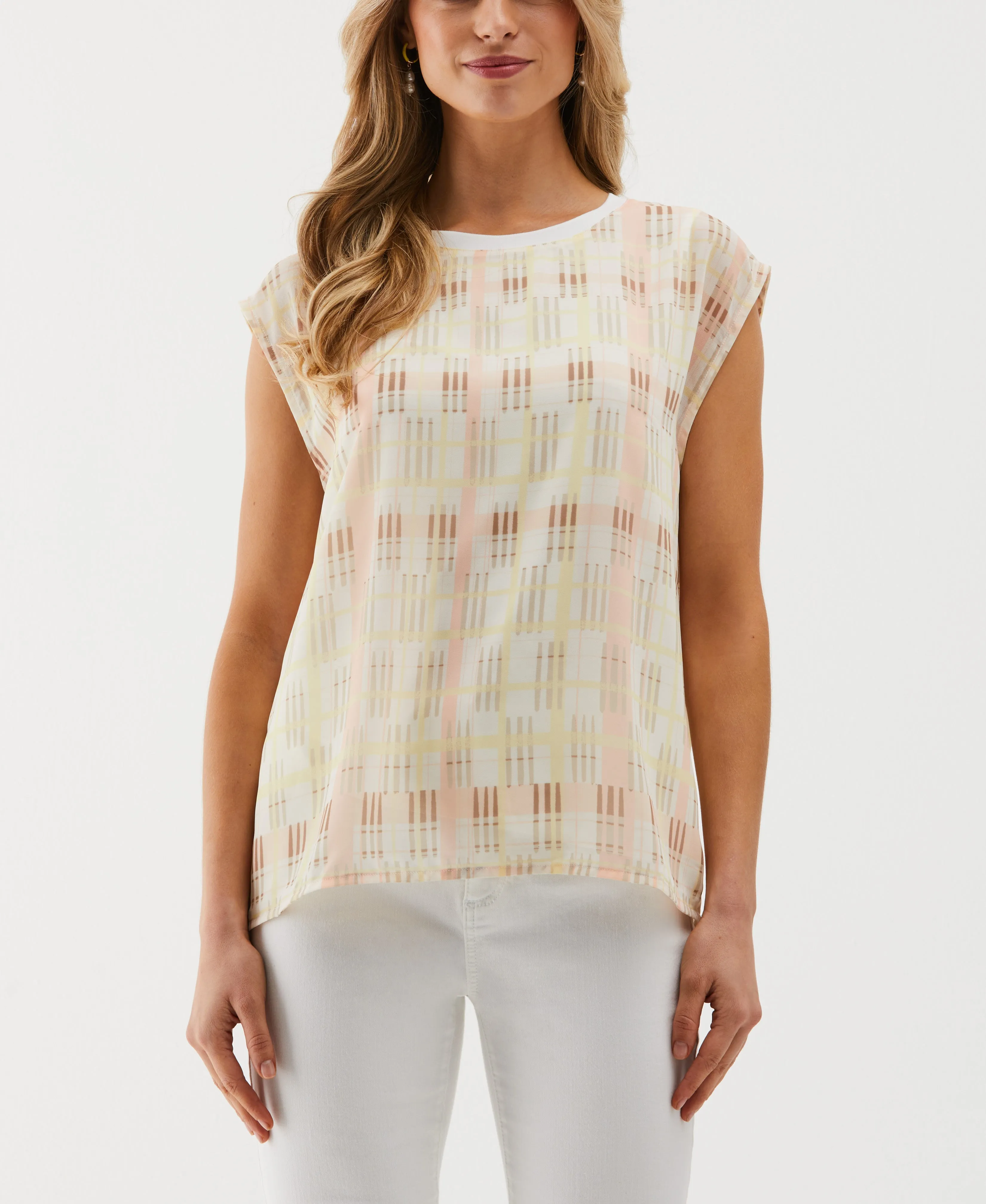 AllDayComfort Crosshatch Print Top