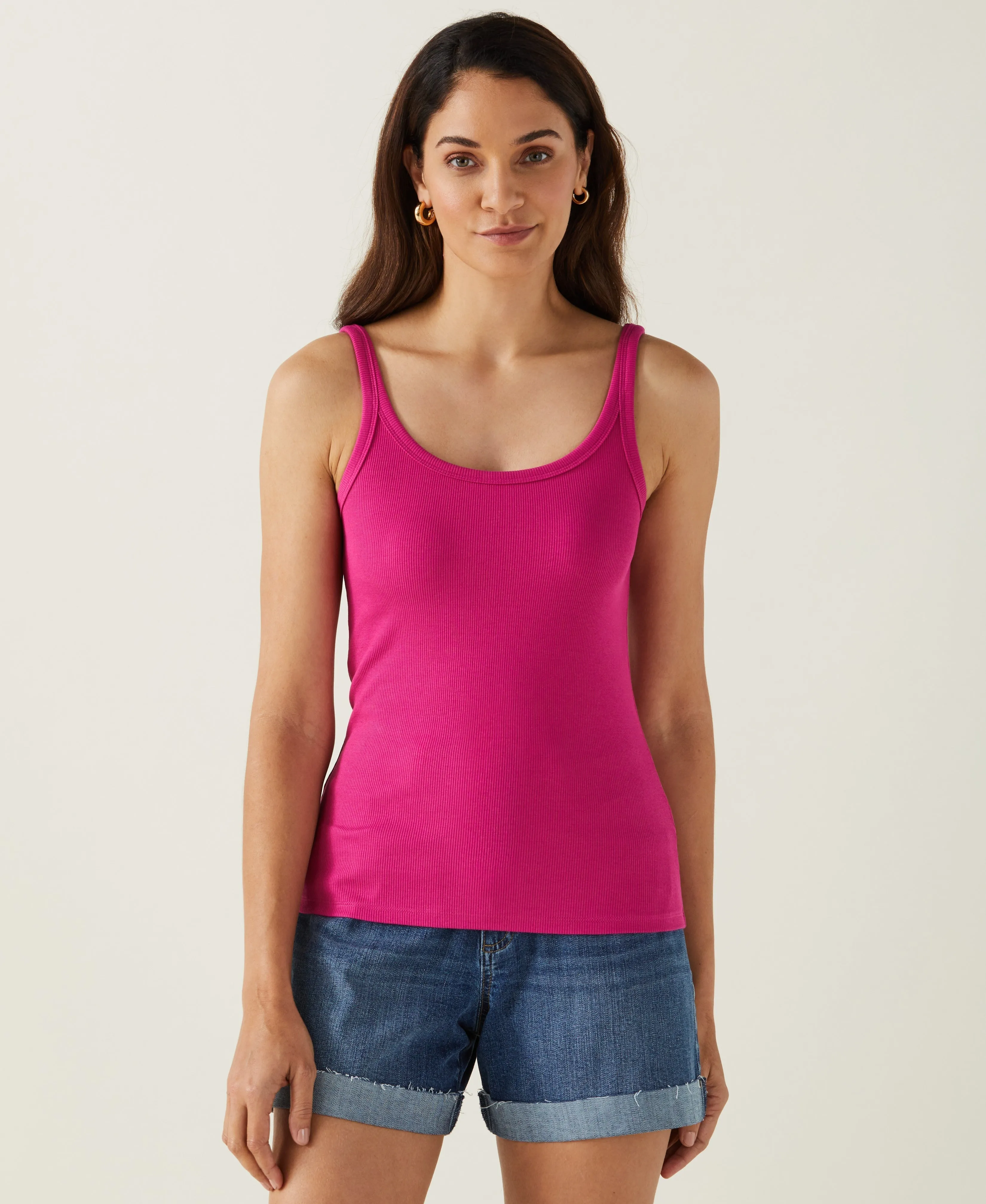 Ribbed Tank Top Sporty Style Sun Protective Fabric