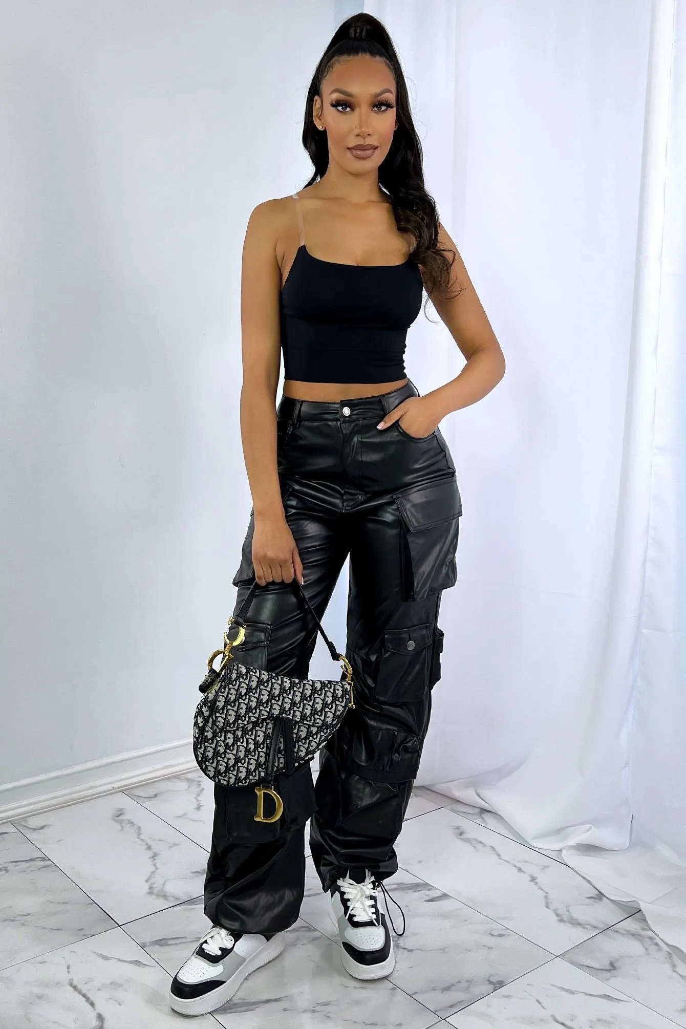 Khloe Clear Strap Crop Top Compression Fit Technology