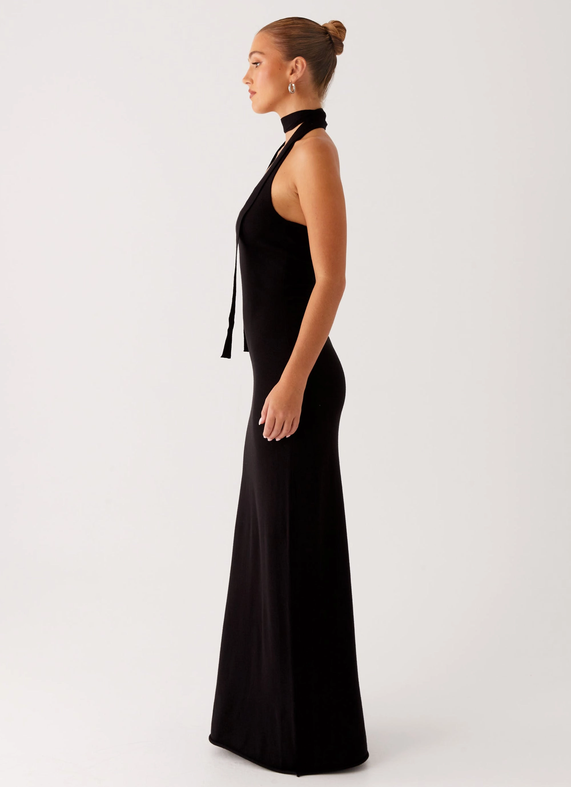 Eddie Knit Maxi Dress - Black Ready Glow Festival-Ready