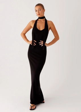 Eddie Knit Maxi Dress - Black Seamless Finish