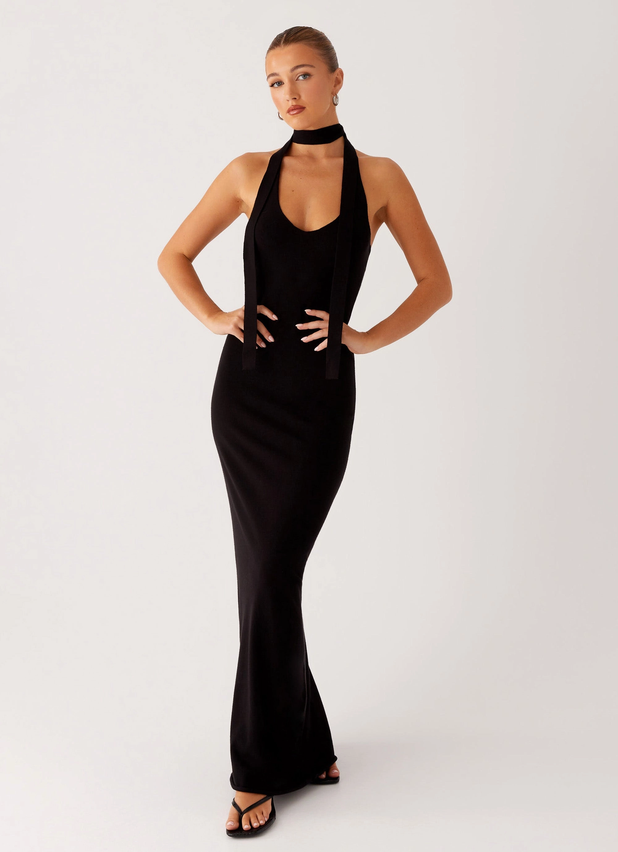 Eddie Knit Maxi Dress - Black Seamless Finish