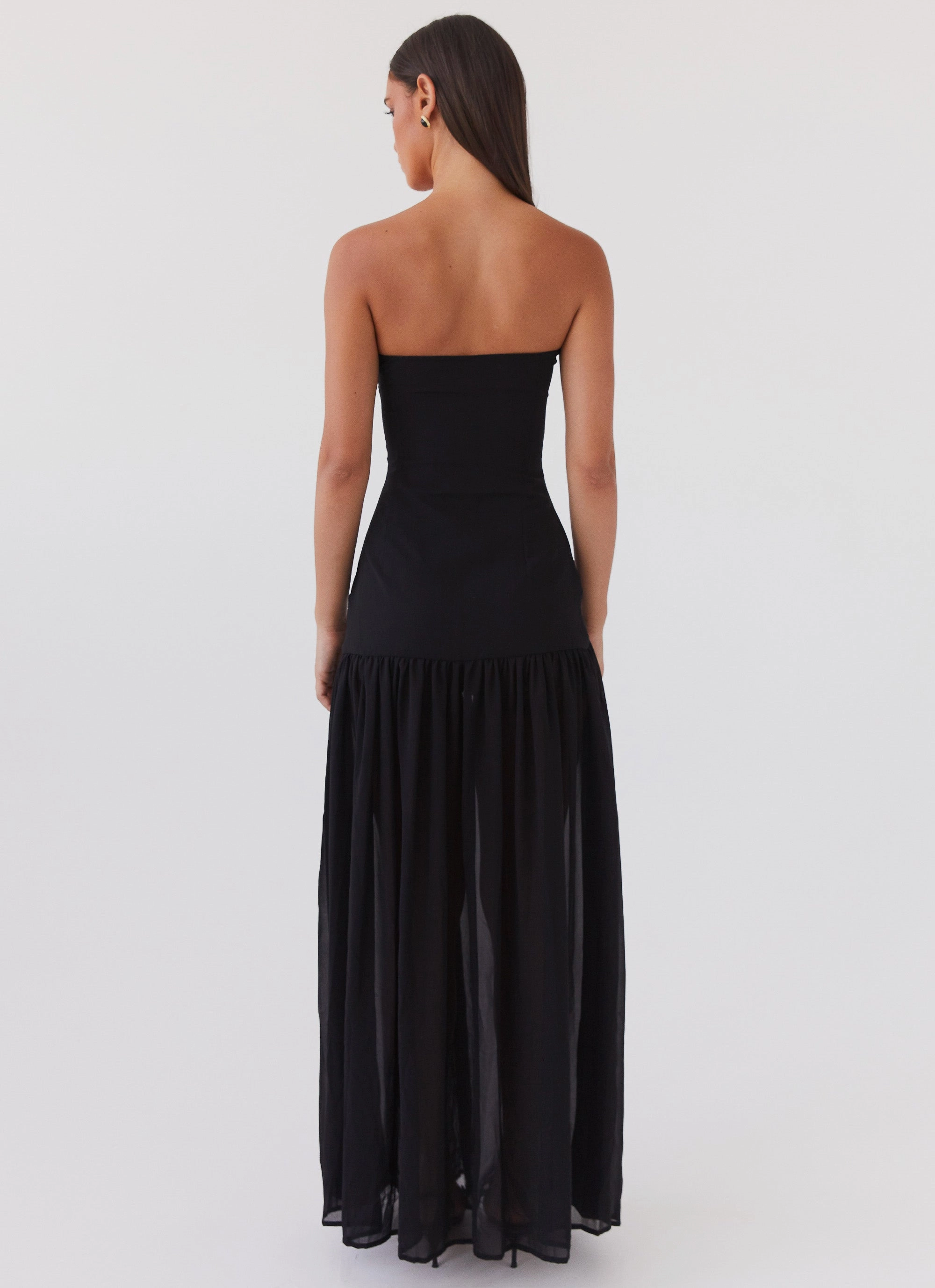 Eden Strapless Maxi Dress - Black Church Proper Mini-Length