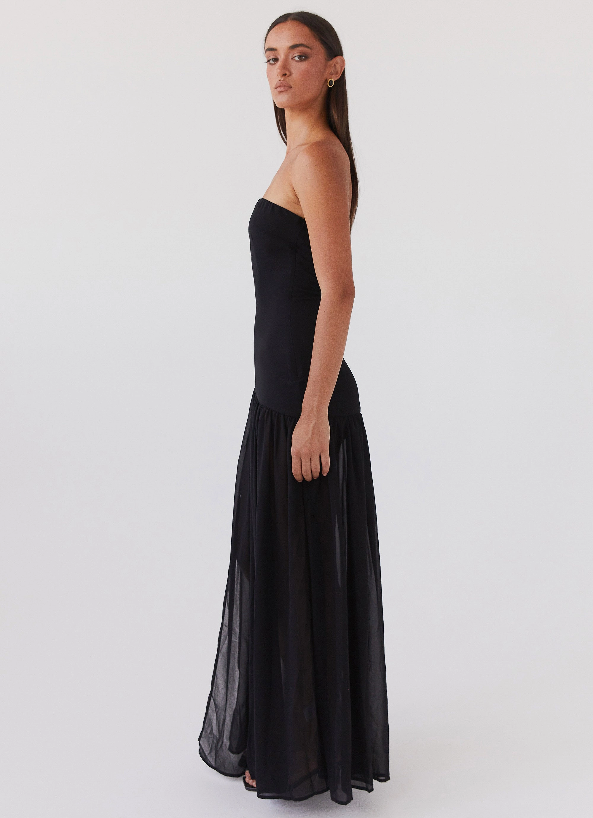 Soft Feel Fit Focused Eden Strapless Maxi Dress - Black