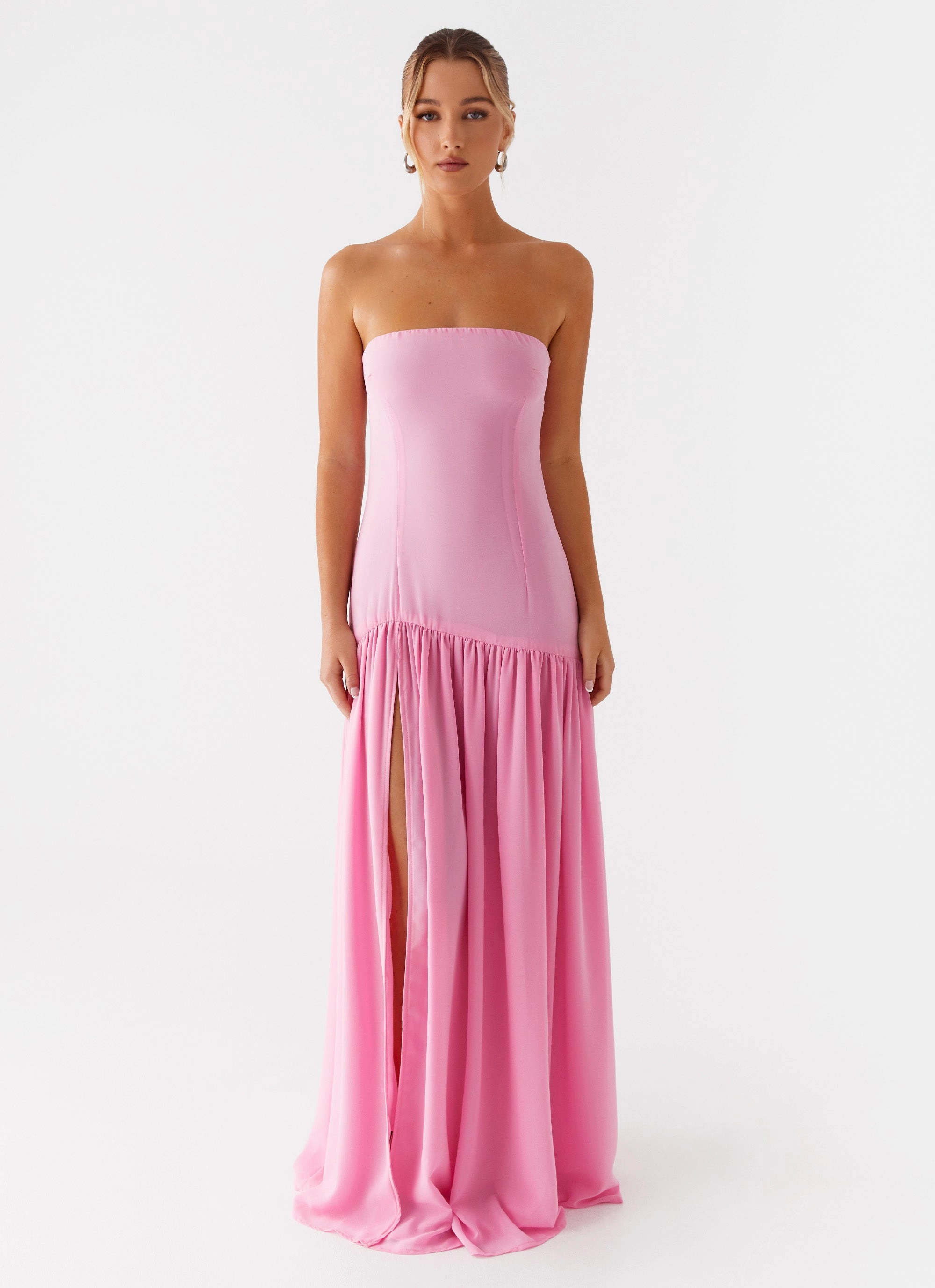 Eden Strapless Maxi Dress - Pink Cozy Style