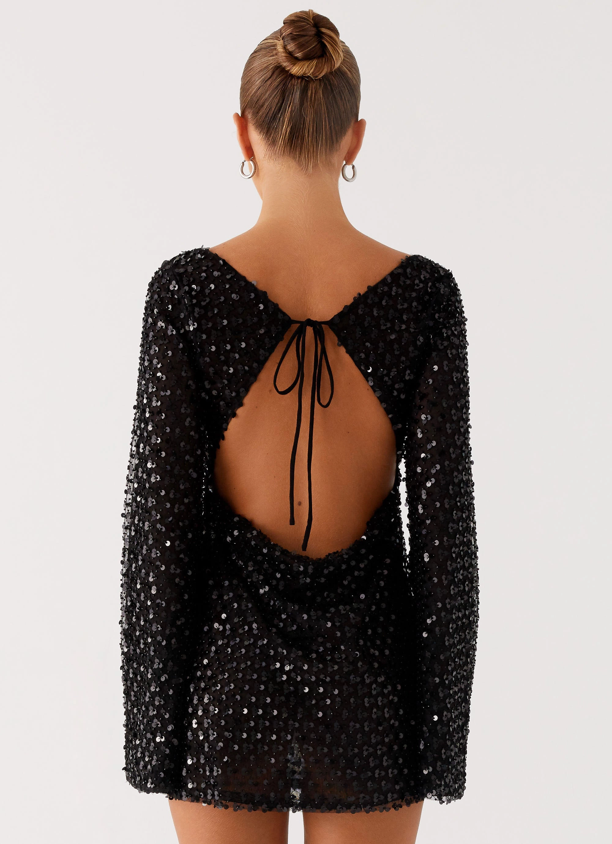 Edessa Sequin Mini Dress - Black Adjustable Fit Natural Mood