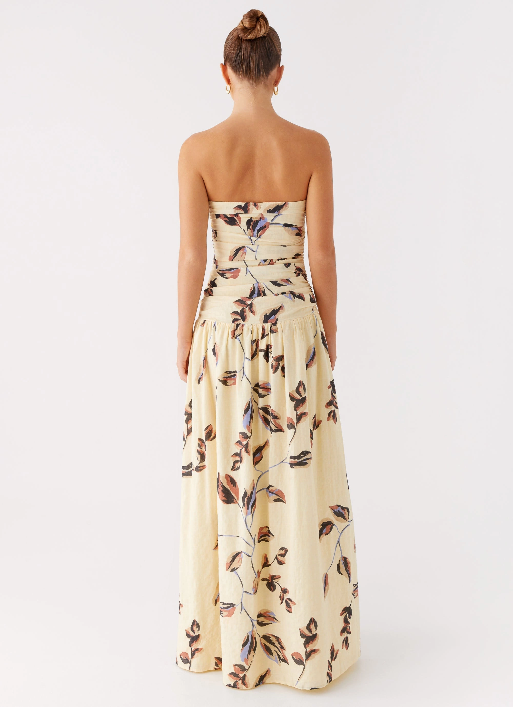 Rhea Ruched Maxi Dress - Buttercream Bliss Playful Twist