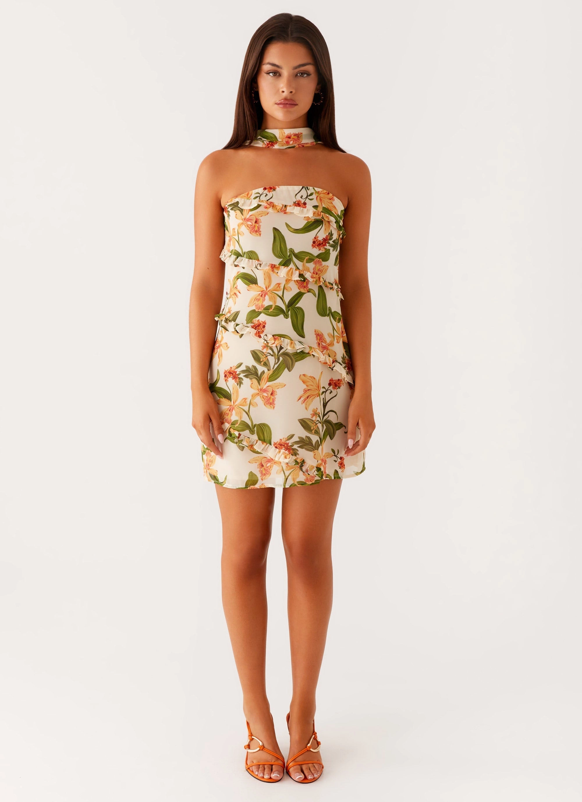 Edwina Strapless Mini Dress - Floral Print Minimalist fashion
