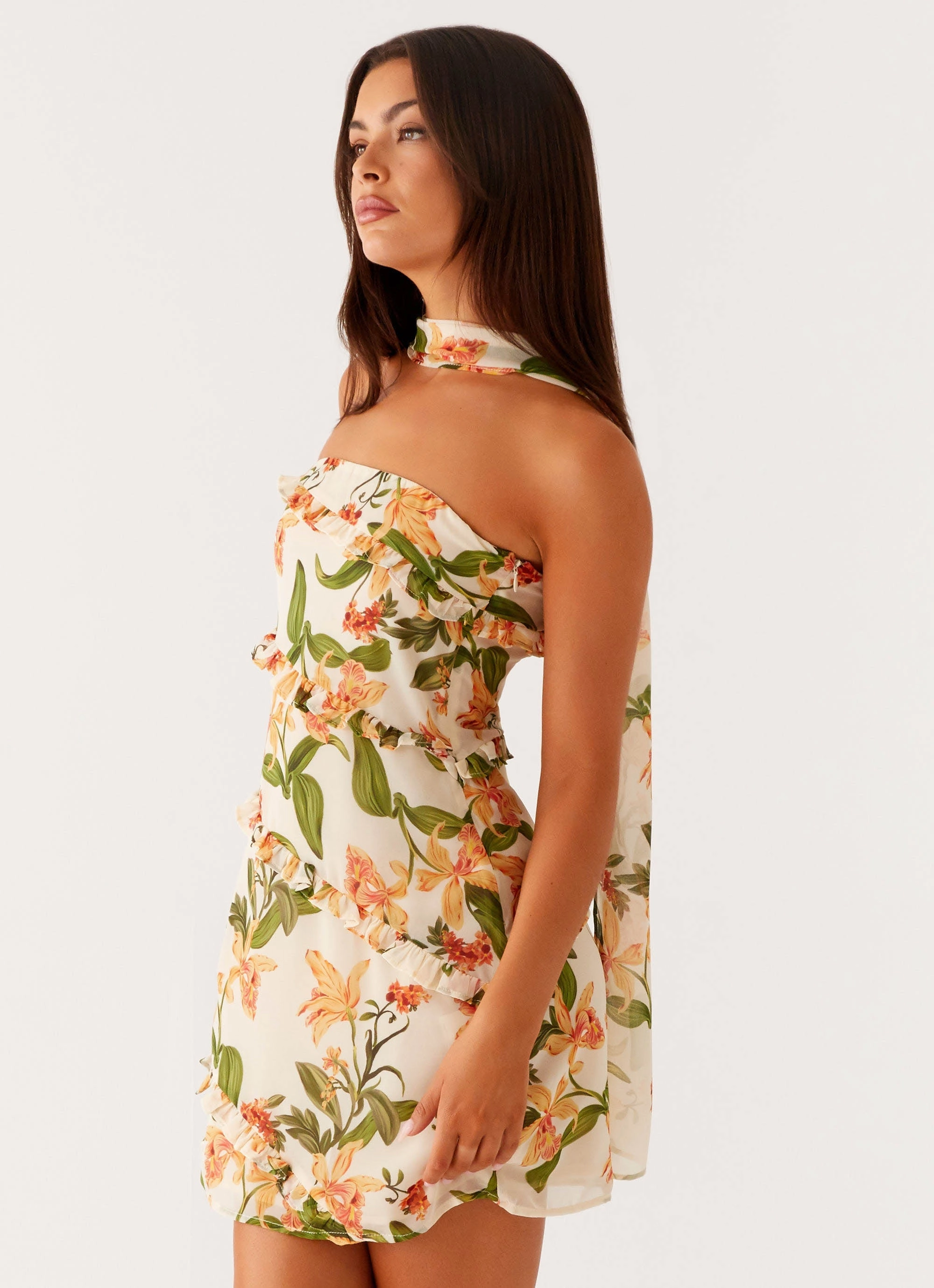 Edwina Strapless Mini Dress - Floral Print Flow Look