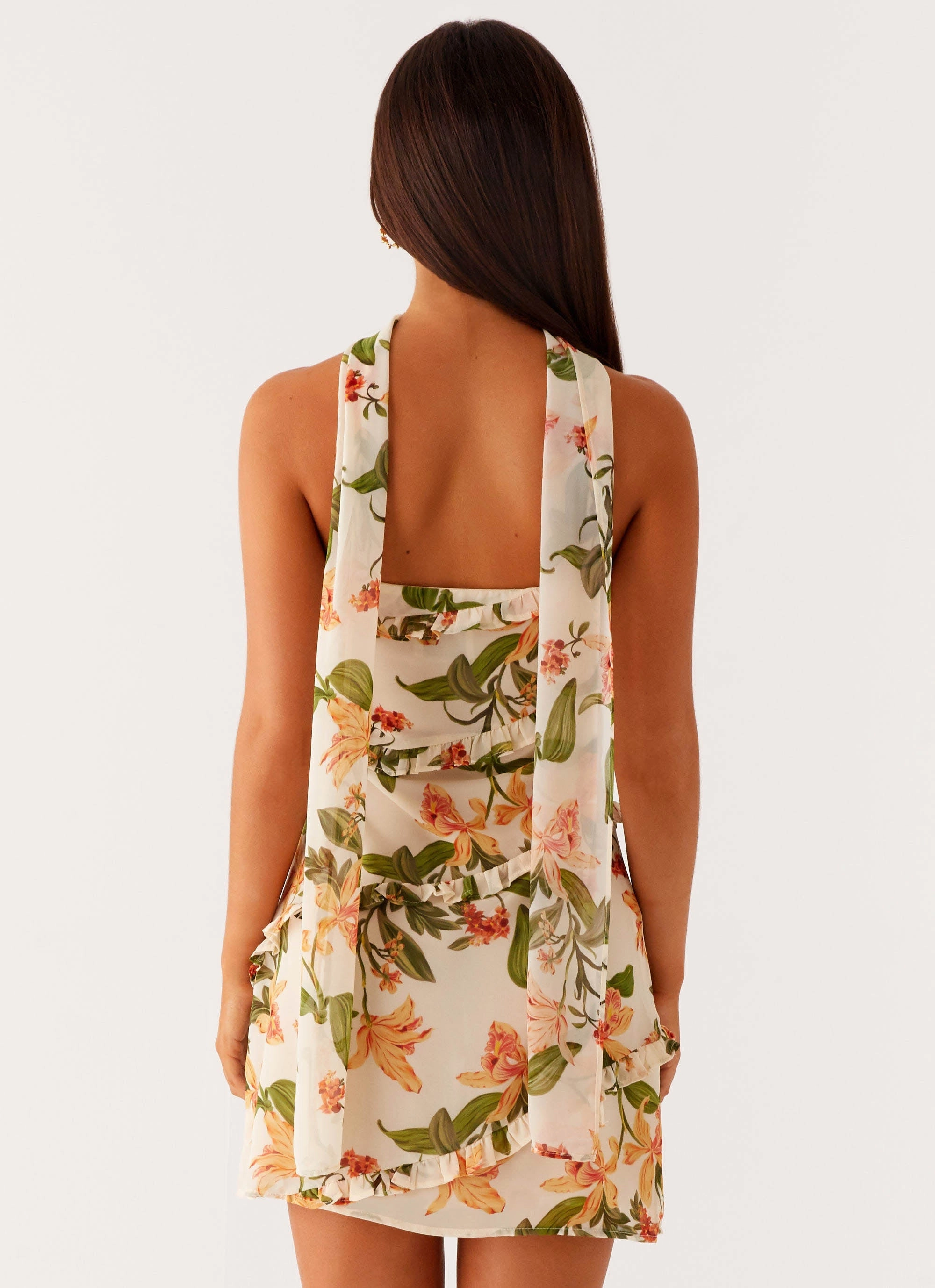 Asymmetrical hem Edwina Strapless Mini Dress - Floral Print
