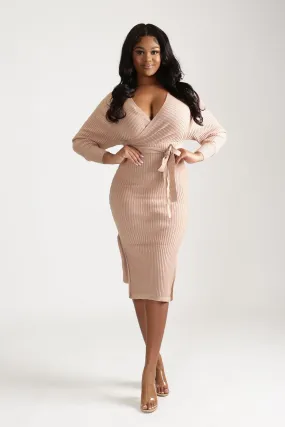 When I See U Off The Shoulder Knit Midi dress Bloom Zone Practical work-to-play piece