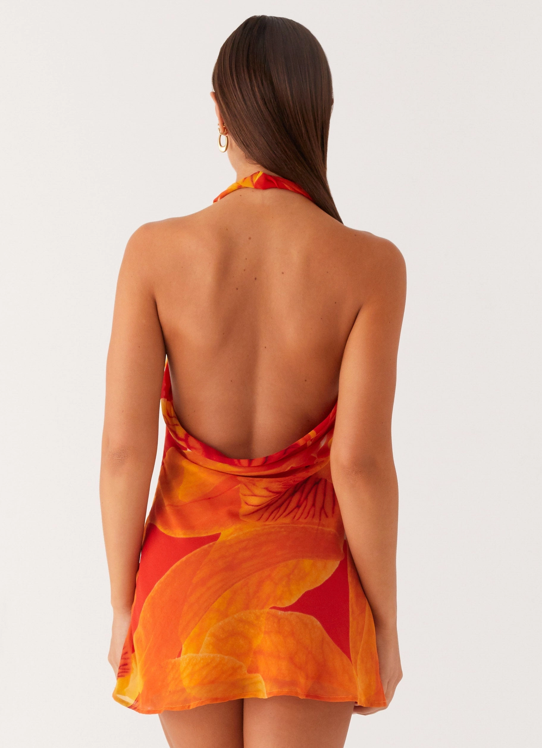 muted tone Solar Beam Cowl Mini Dress - Serene Orange