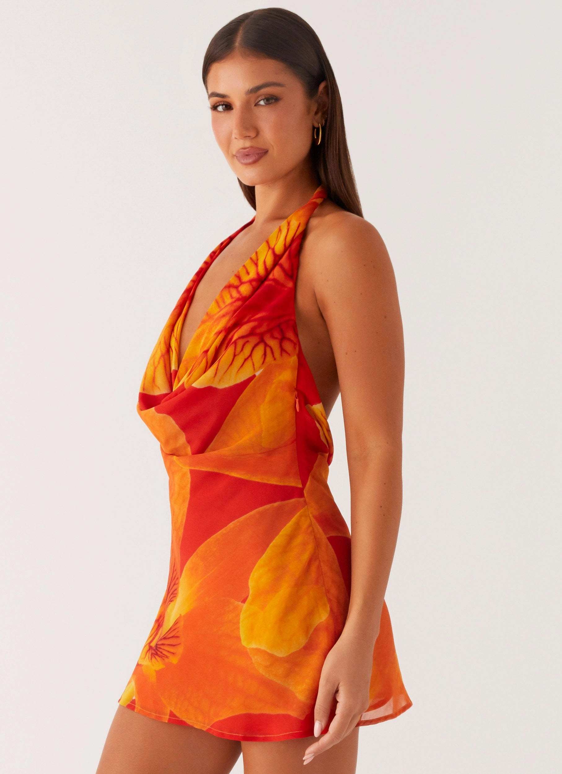Easy Pairing Solar Beam Cowl Mini Dress - Serene Orange