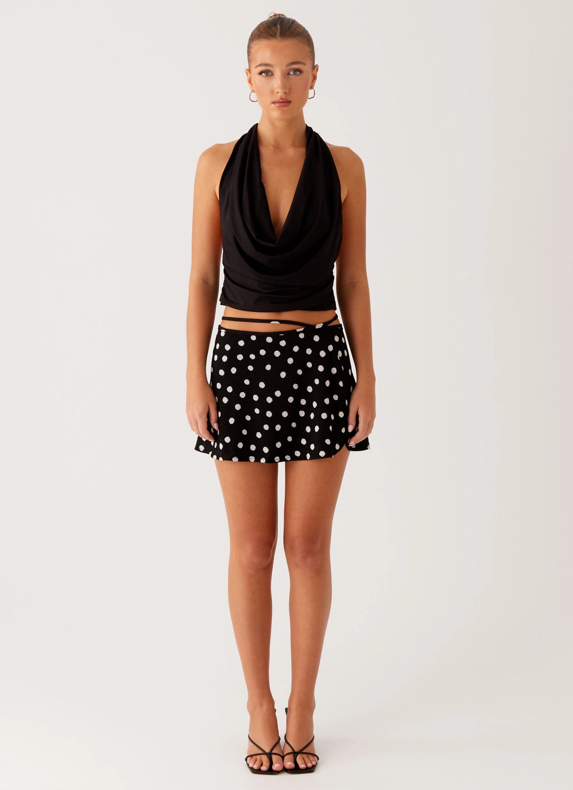 Outdoor Outfit Polished Look Walker Mini Skirt - Black Polka Dot