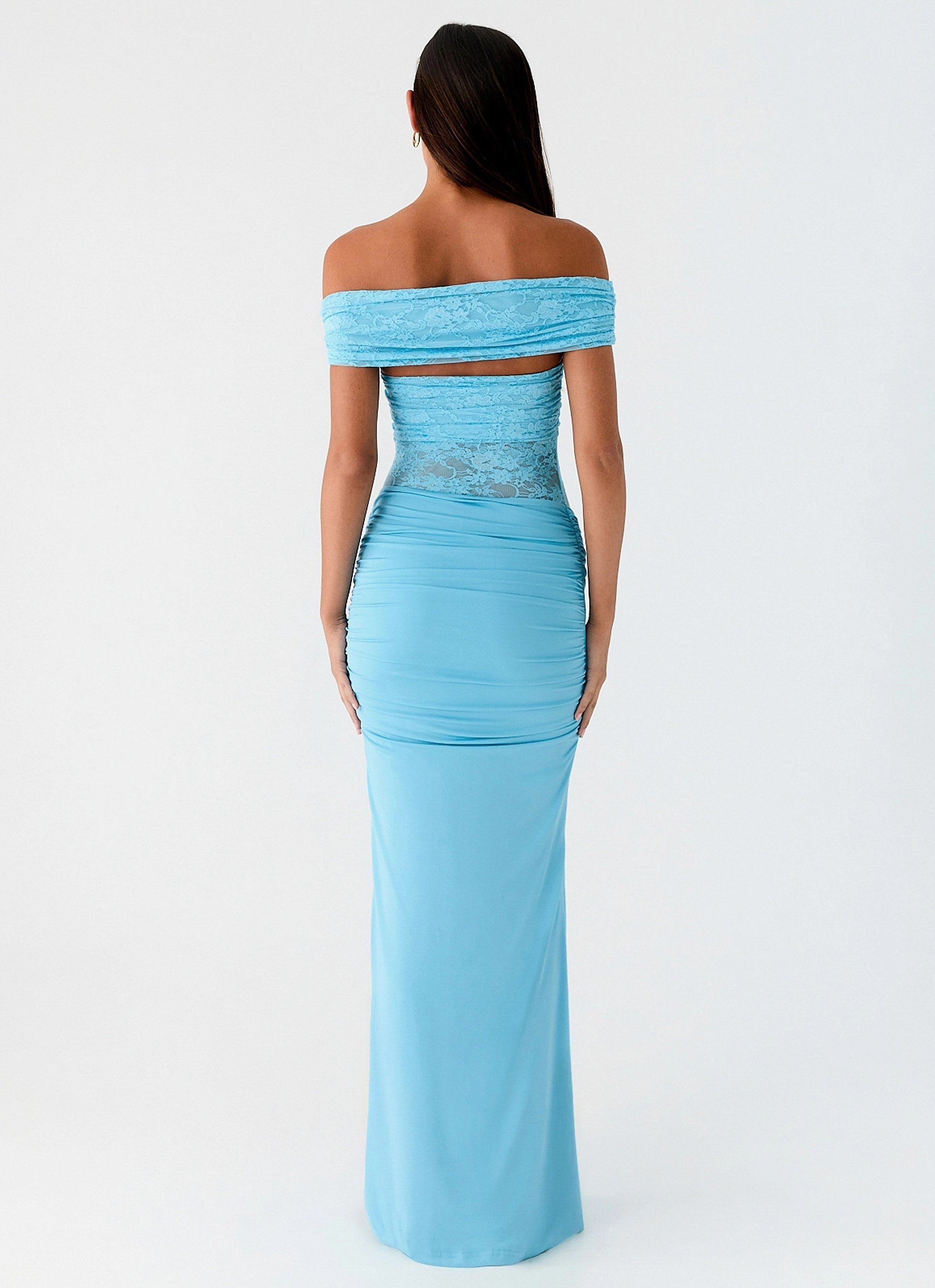 Lace-Edge Either Way Maxi Dress - Turquoise Blue