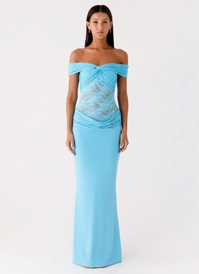 Either Way Maxi Dress - Turquoise Blue Effortless Style Lightweight-Lining