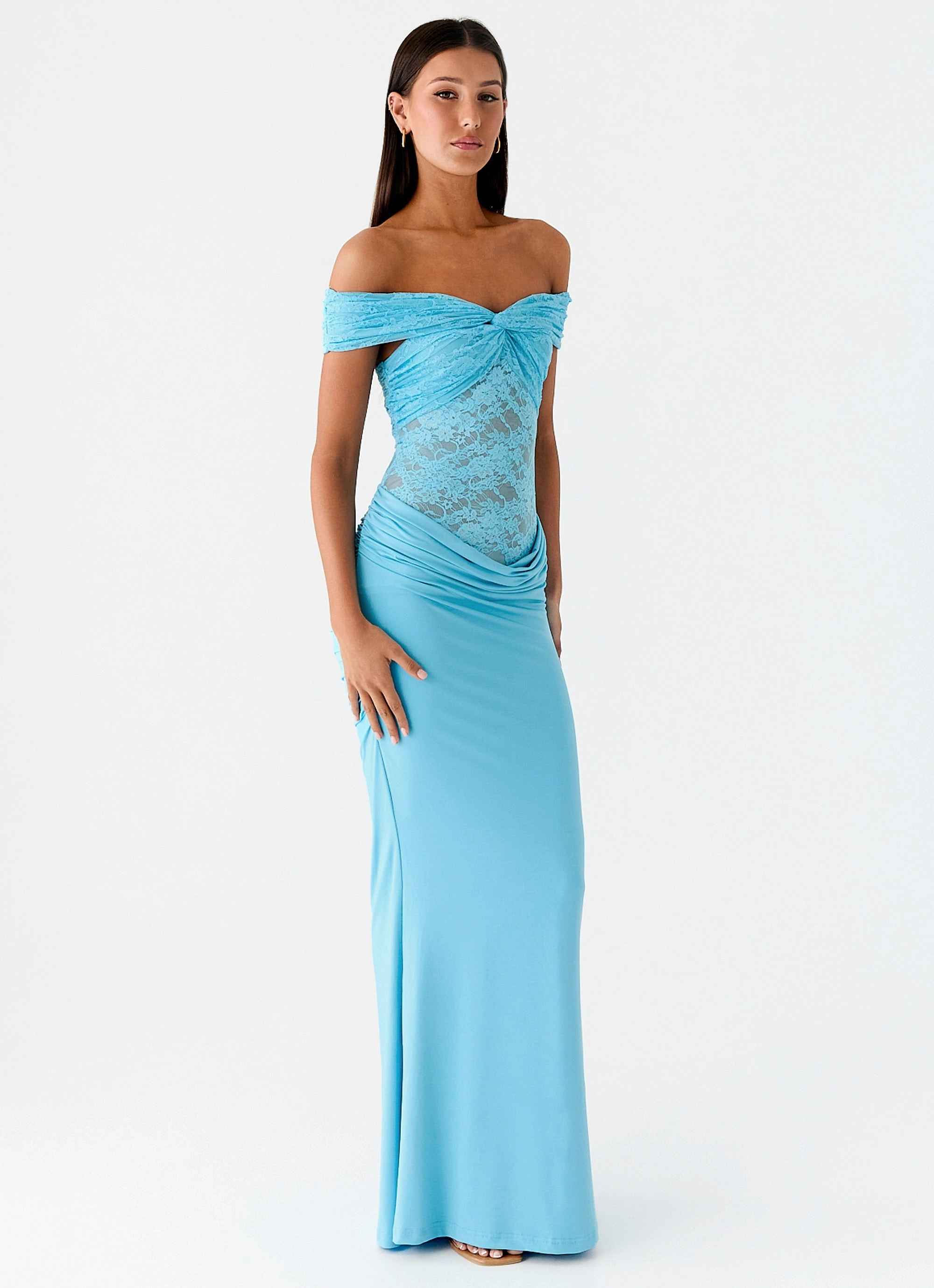 Either Way Maxi Dress - Turquoise Blue Simple Elegance Lightweight Fabric