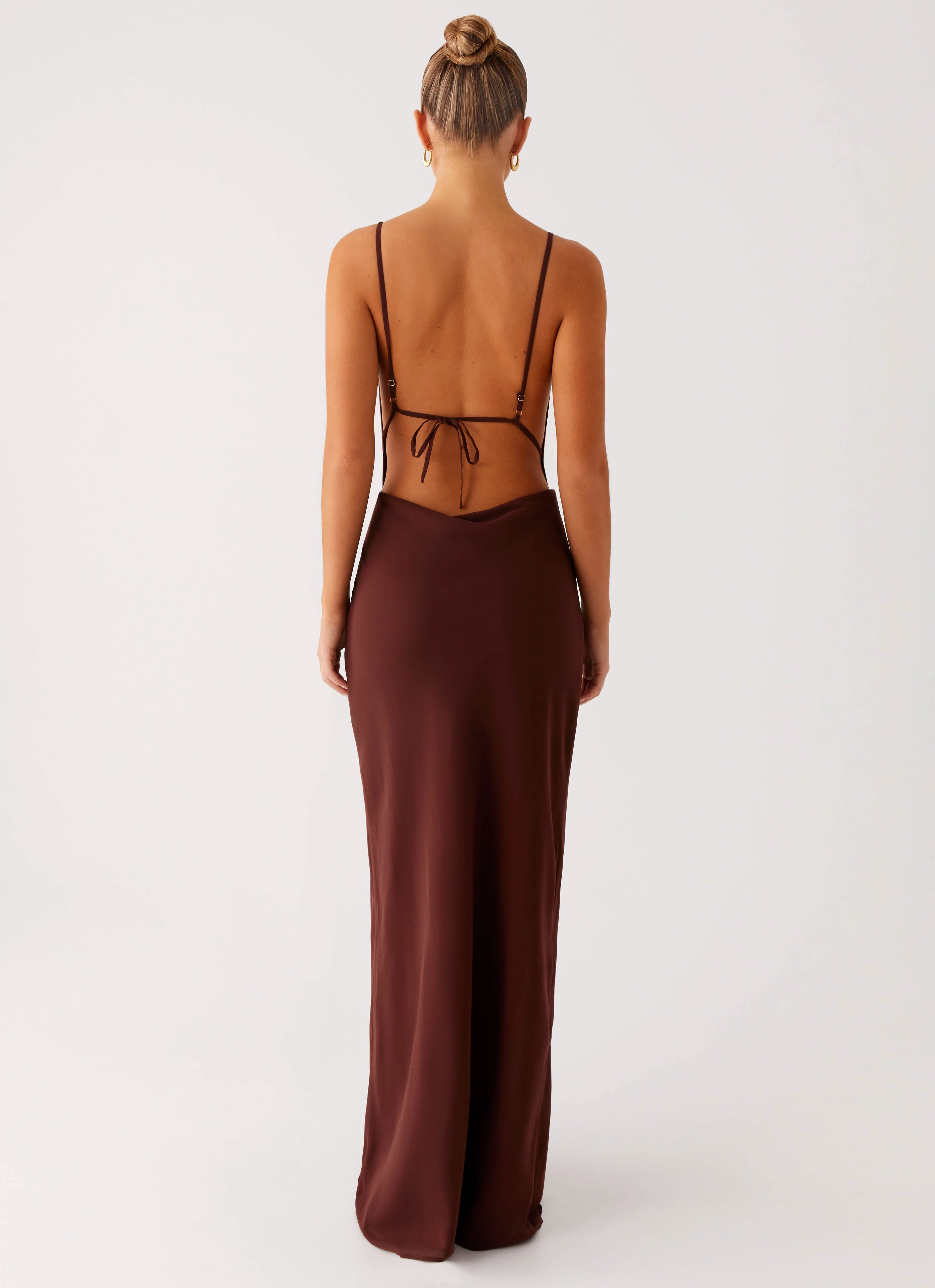 Elation Cowl Neck Maxi Dress - Chocolate Clean Edge Smooth Edge
