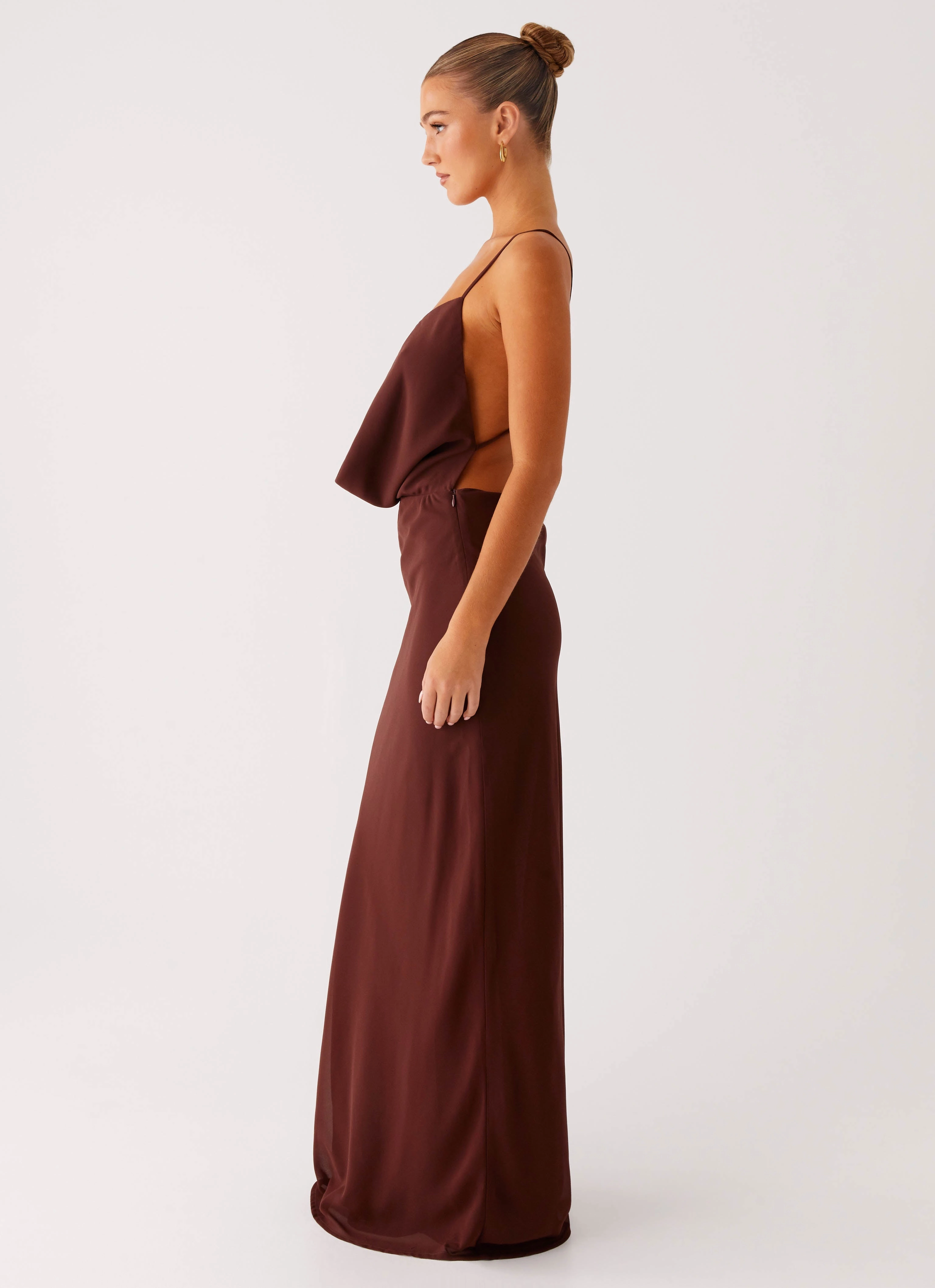 Elation Cowl Neck Maxi Dress - Chocolate Family Joy Day To Night