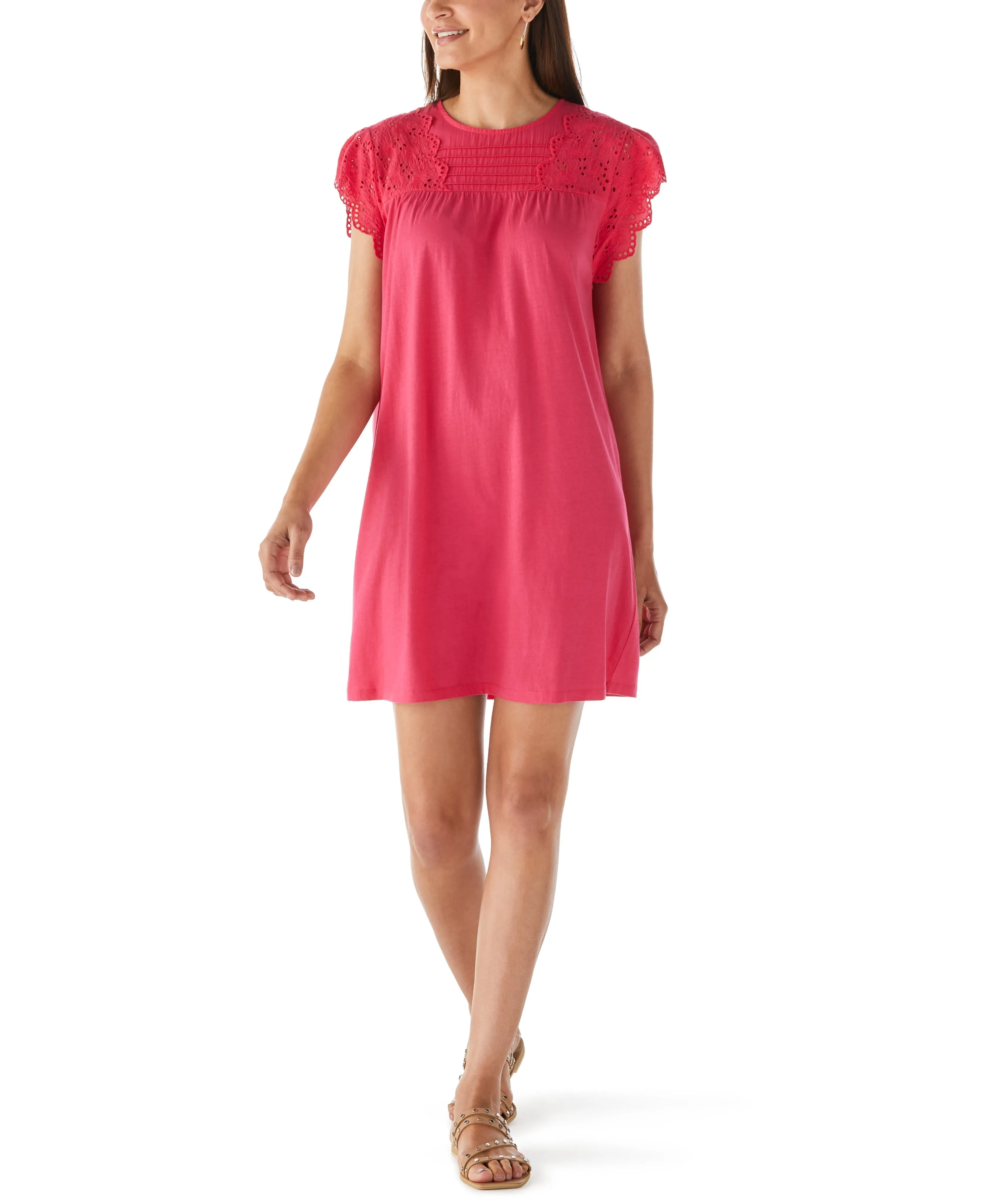 Day Ready Look Knit Eyelet Short Sleeve Dress