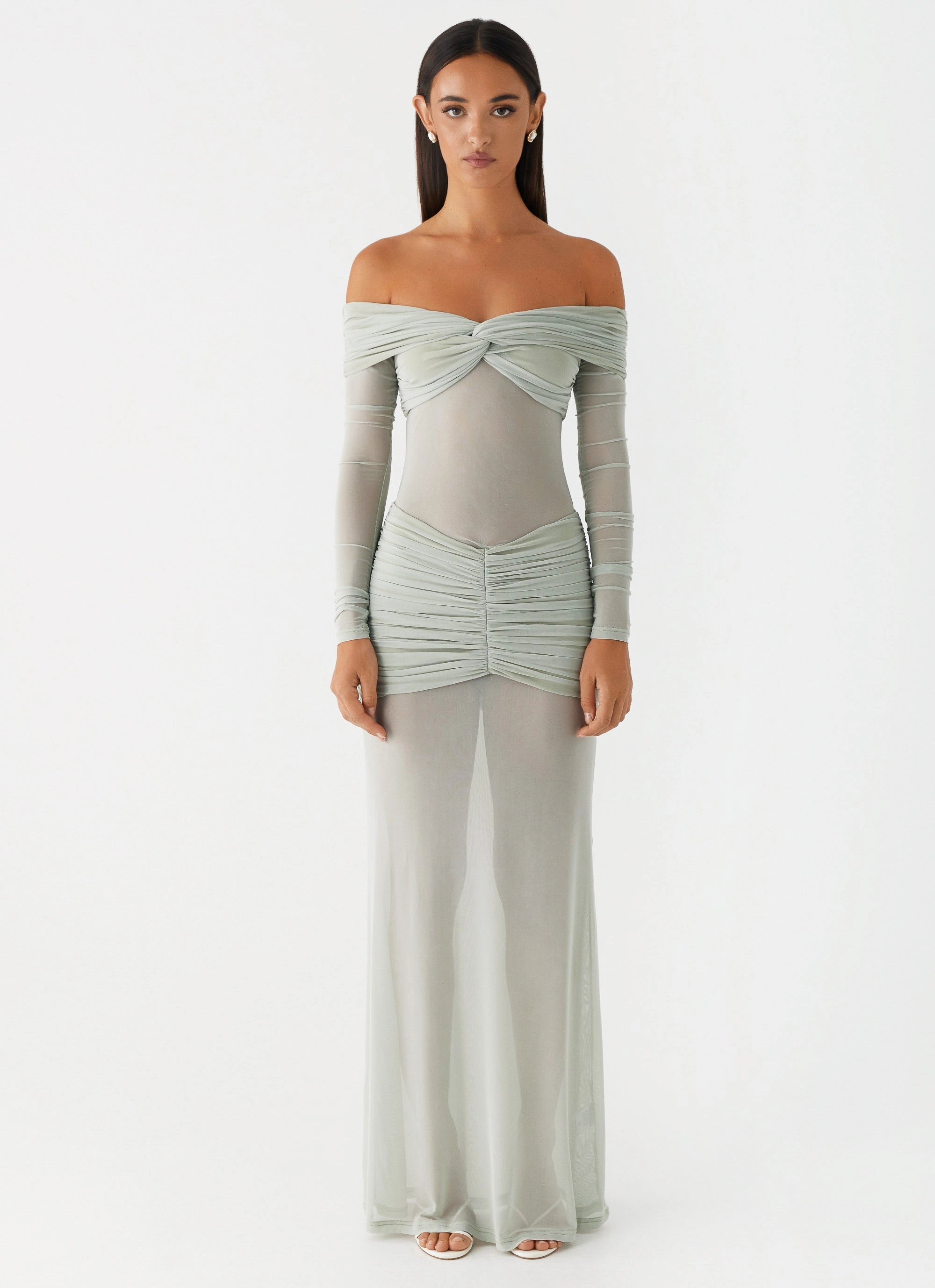 DeepPocketStyle Pearl-Detail Mercy Maxi Dress - Sage
