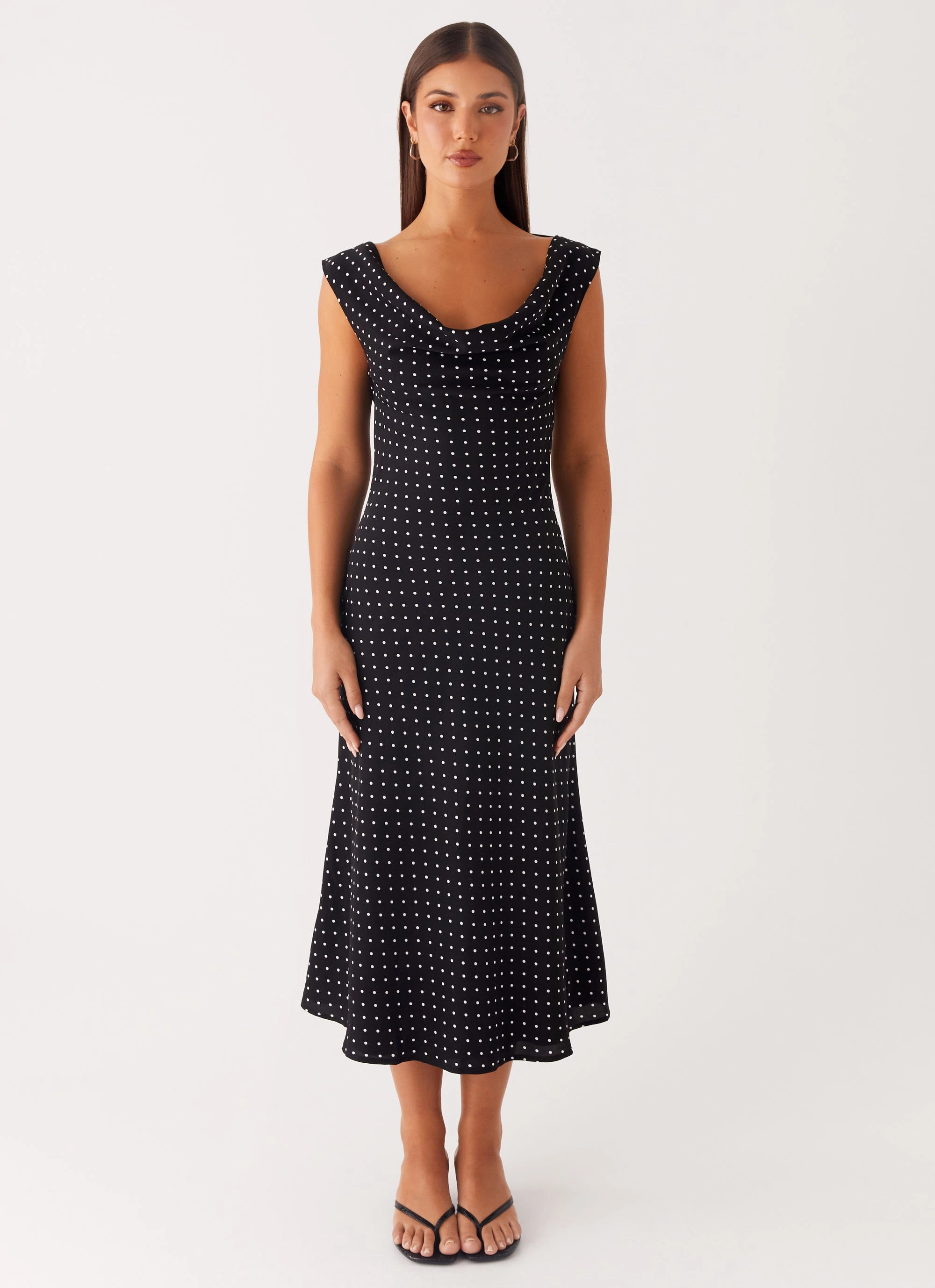 Spring Style MultiPurposePockets Role Model Maxi Dress - Black Polka Dot