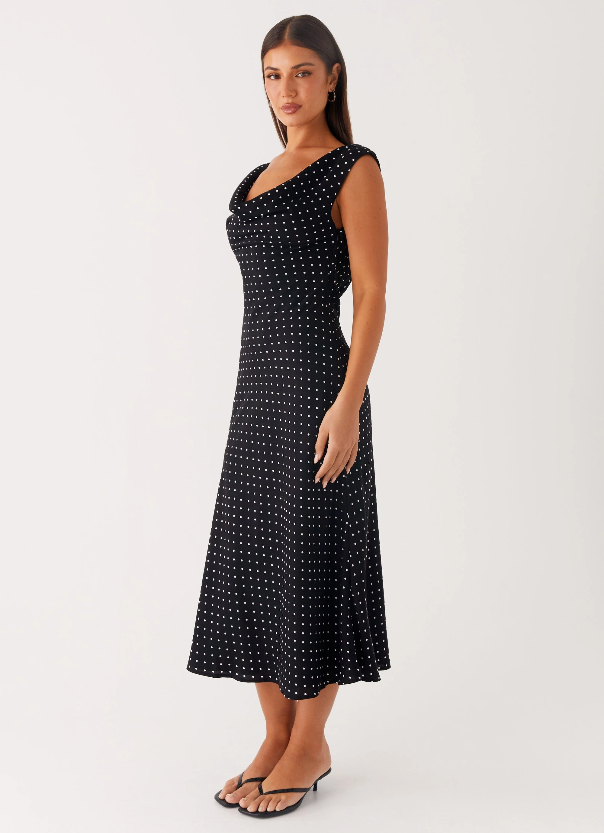 Role Model Maxi Dress - Black Polka Dot Luxe Fit