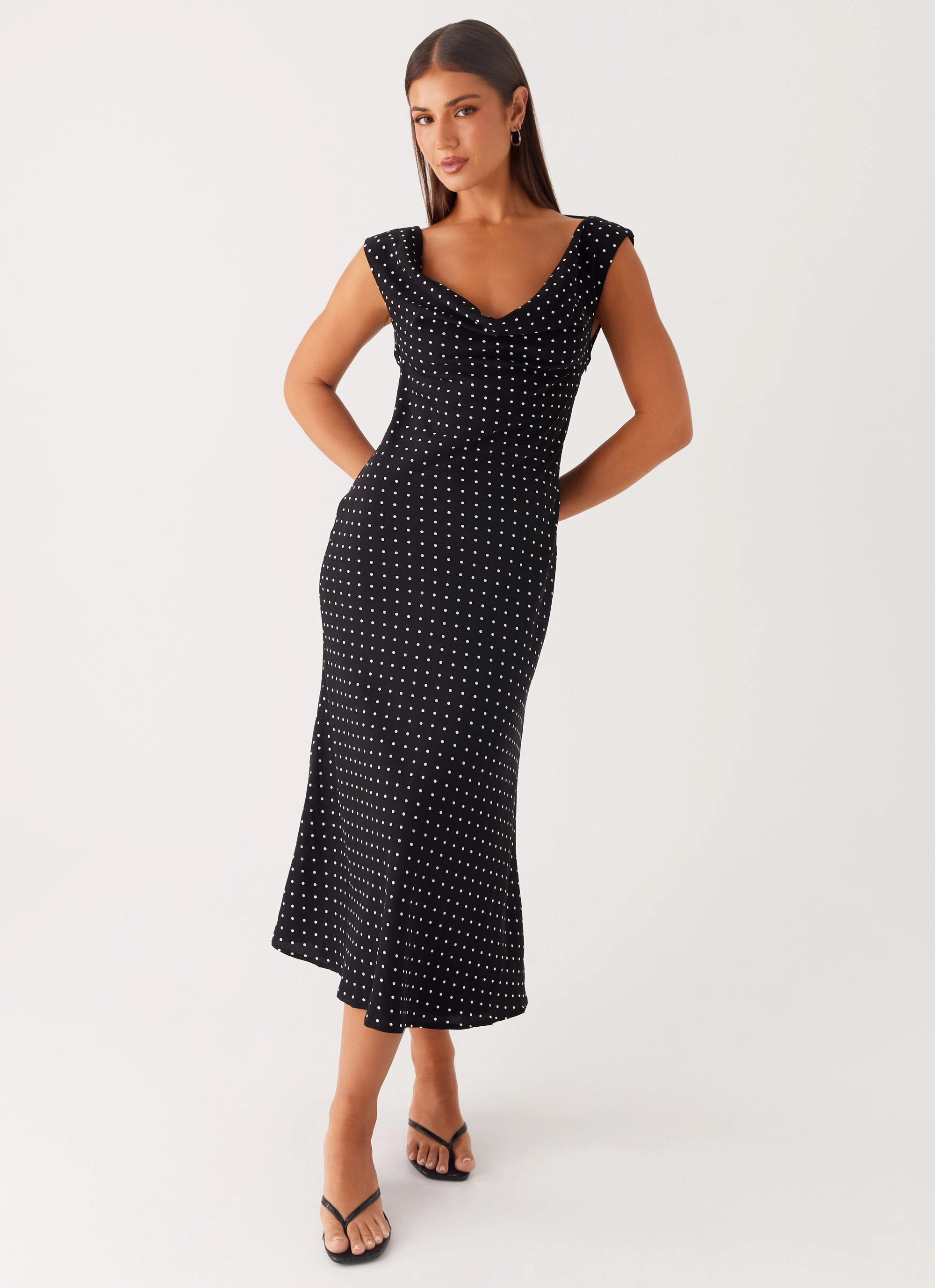 Role Model Maxi Dress - Black Polka Dot Smooth Flow All Wear