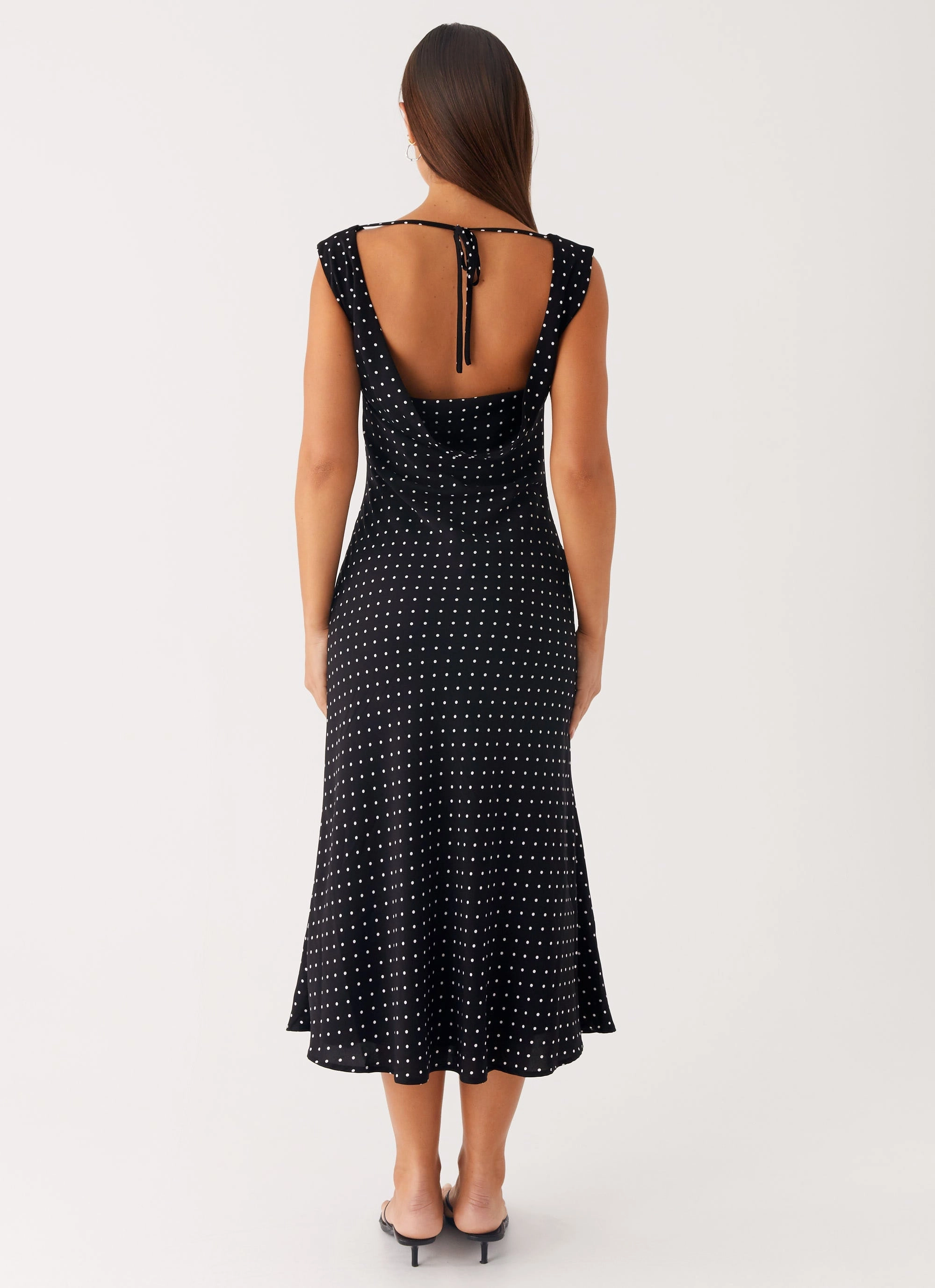 Role Model Maxi Dress - Black Polka Dot Warm Undertone Tiered Skirt
