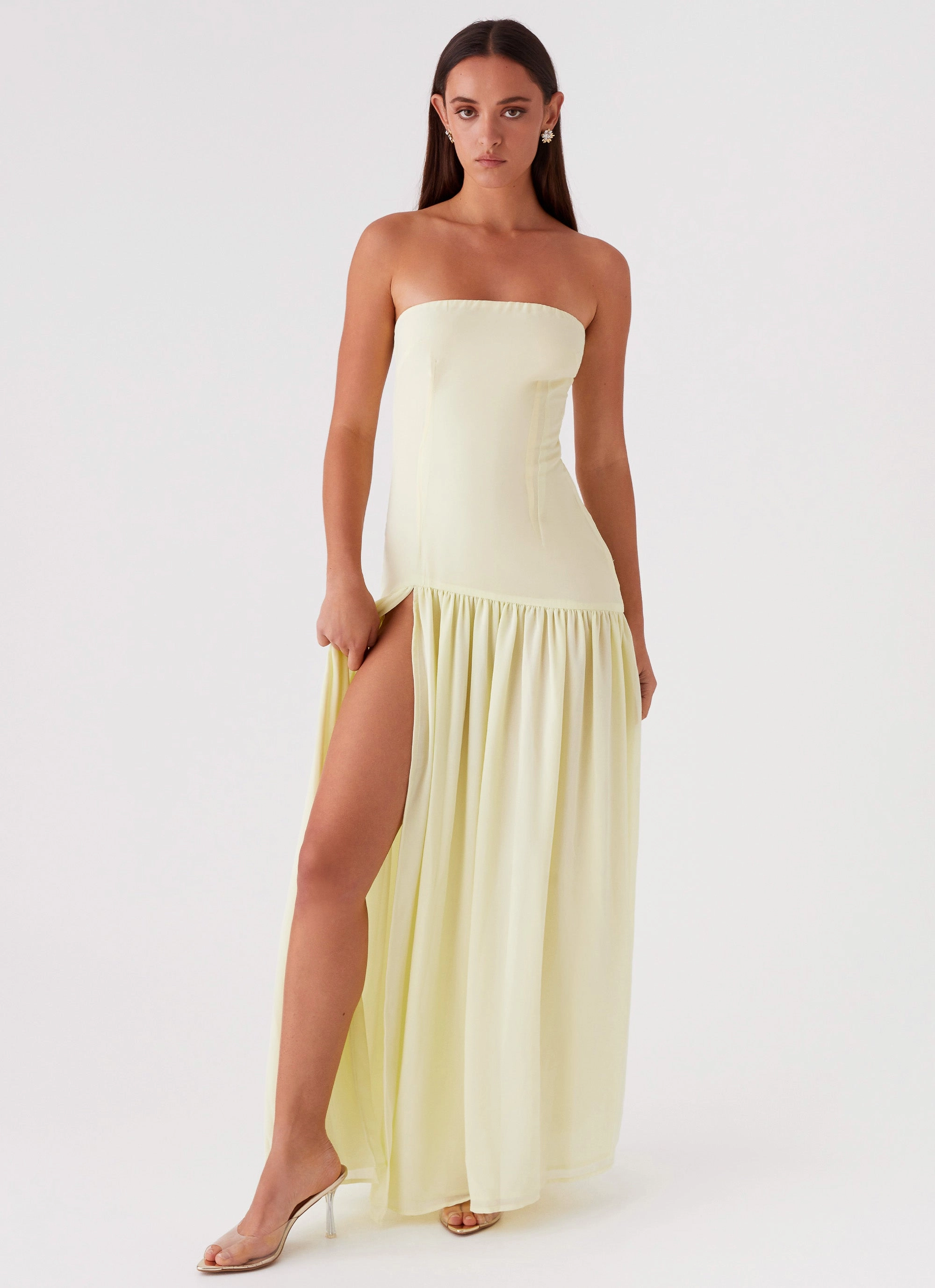 Fresh Glow Timeless Shape Eden Strapless Maxi Dress - Yellow