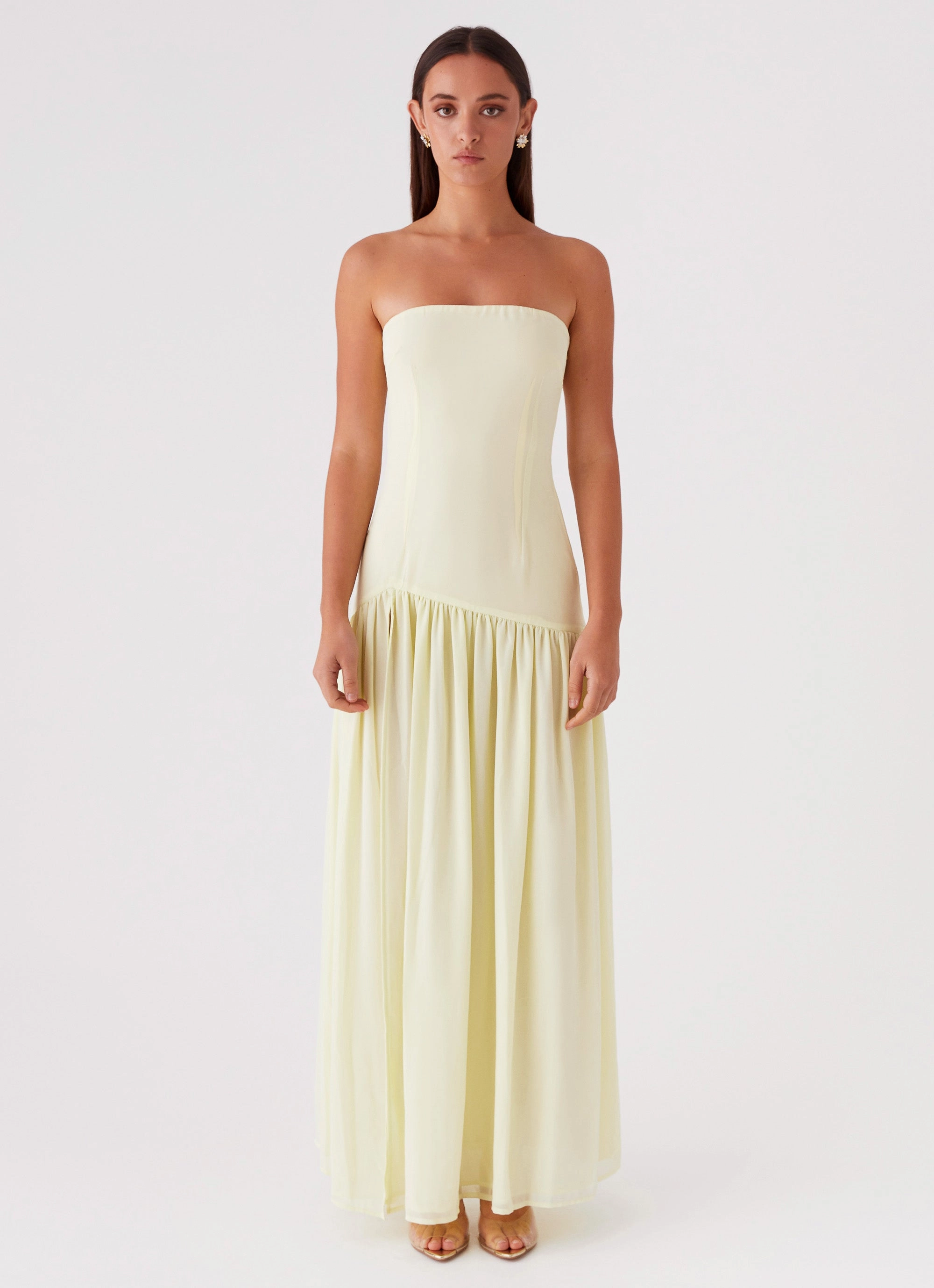 Eden Strapless Maxi Dress - Yellow Spring Flow Soft Structure