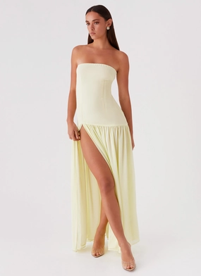 Eden Strapless Maxi Dress - Yellow High-Fashion