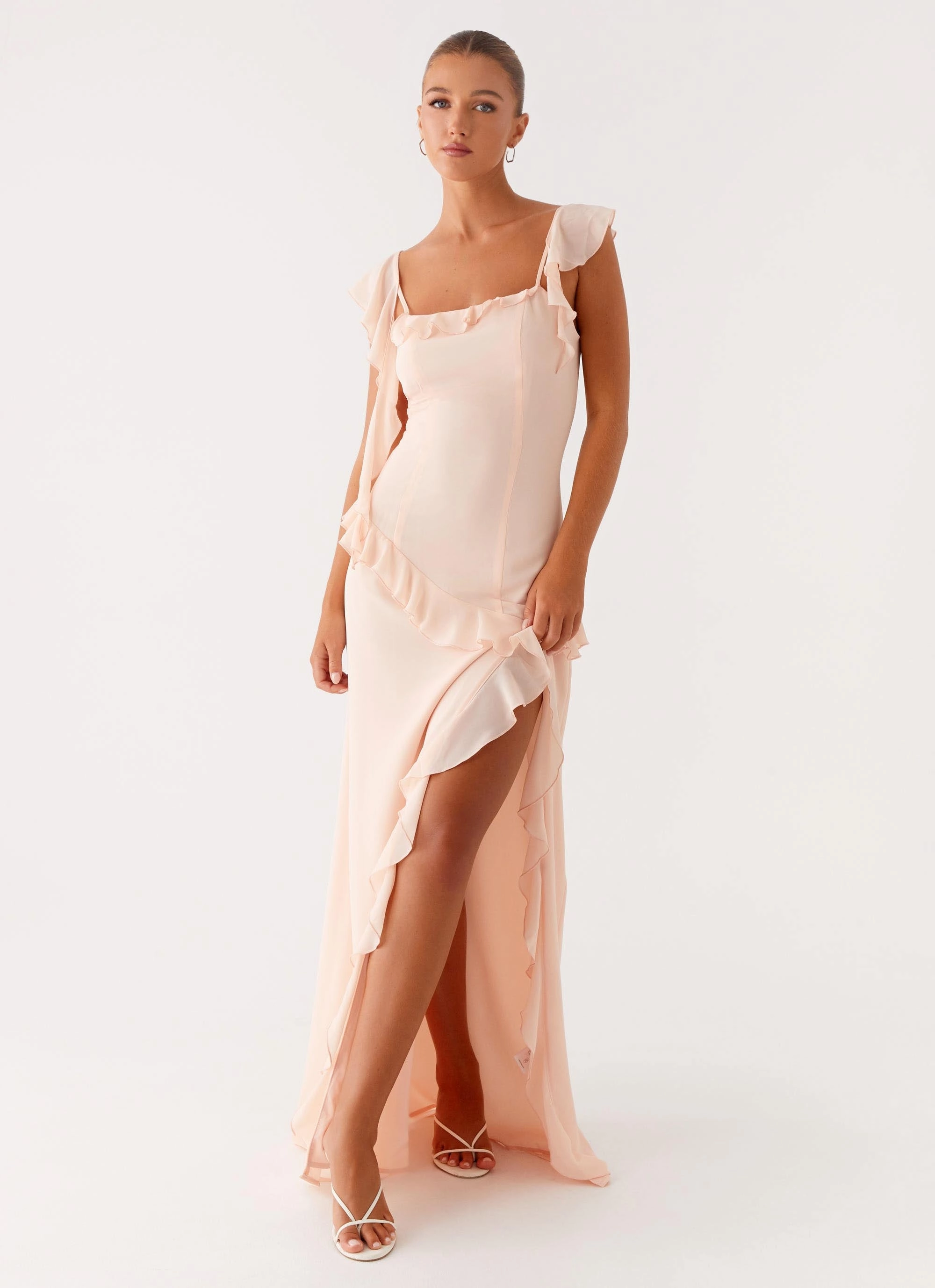Naya Maxi Dress - Peach Metallic-Shine