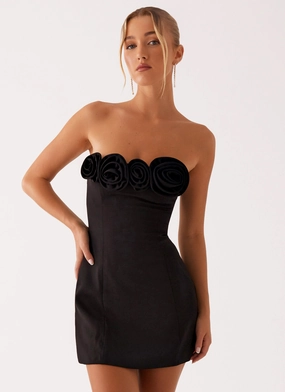 Patsie Strapless Mini Dress - Black Subtle Detail