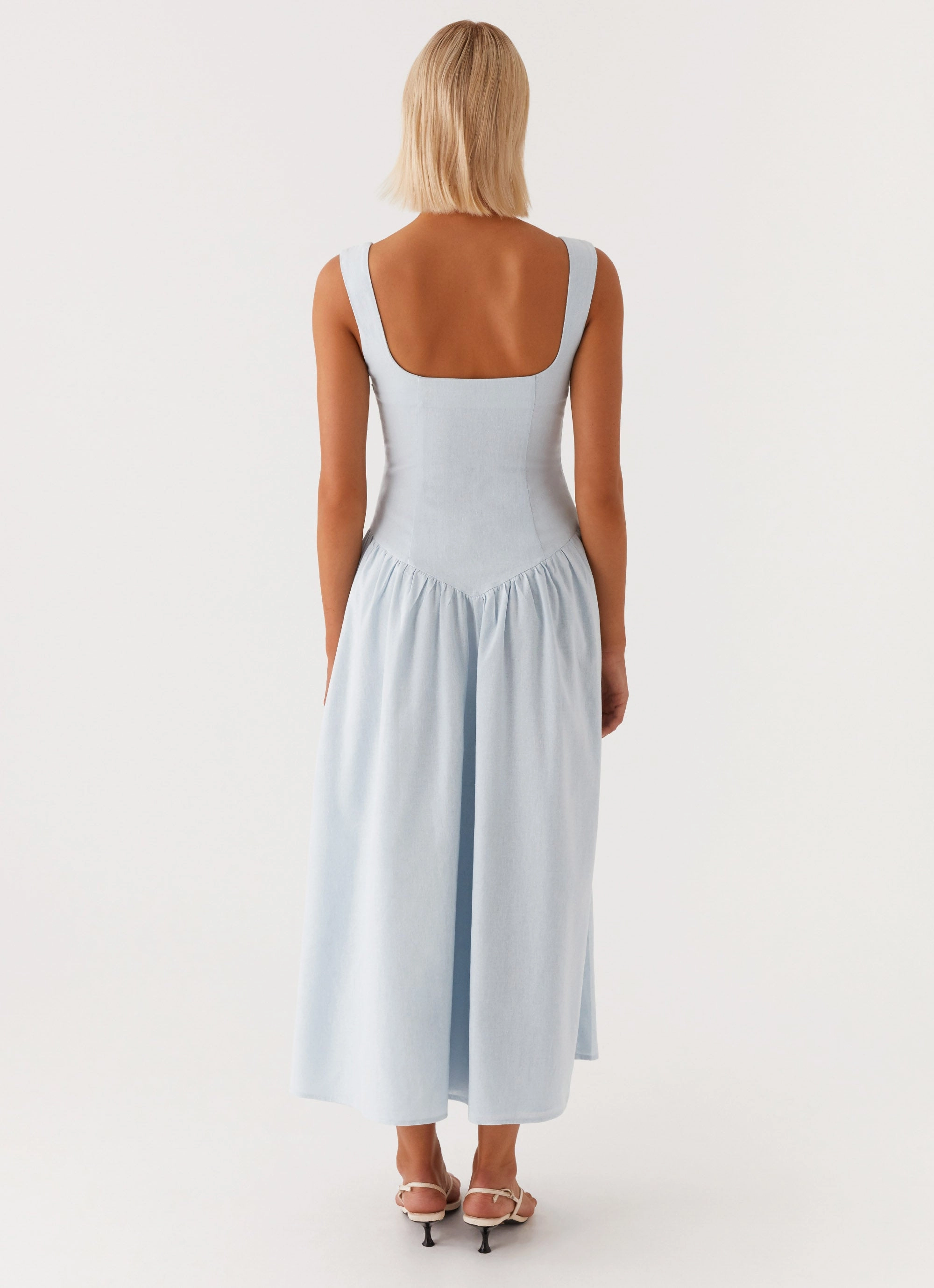 Suzie Midi Dress - Blue Flowy-Shape Dreamy Texture